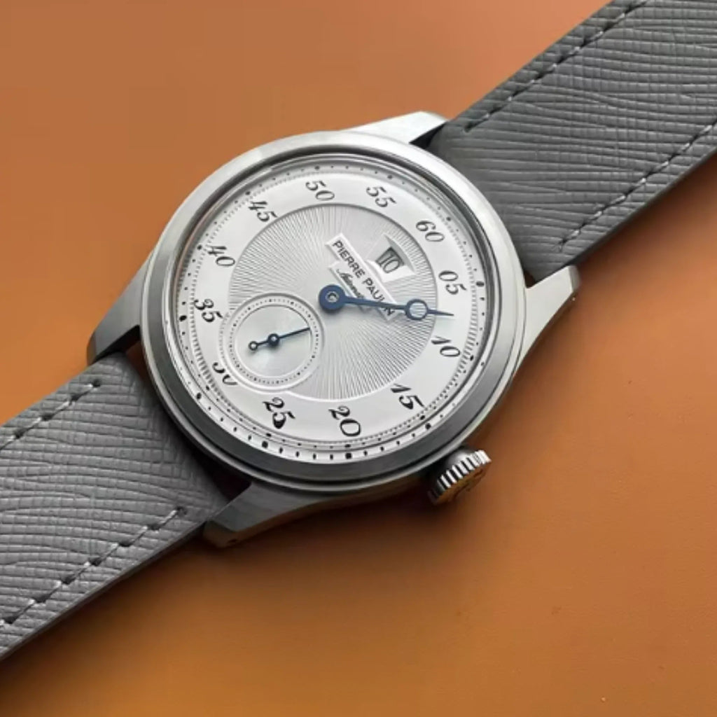 NEW Pierre Paulin Jumping Hour Automatic Seagull St17 mechanical watch steel watch Vintage Date Window - Silver - DREAM WATCHES