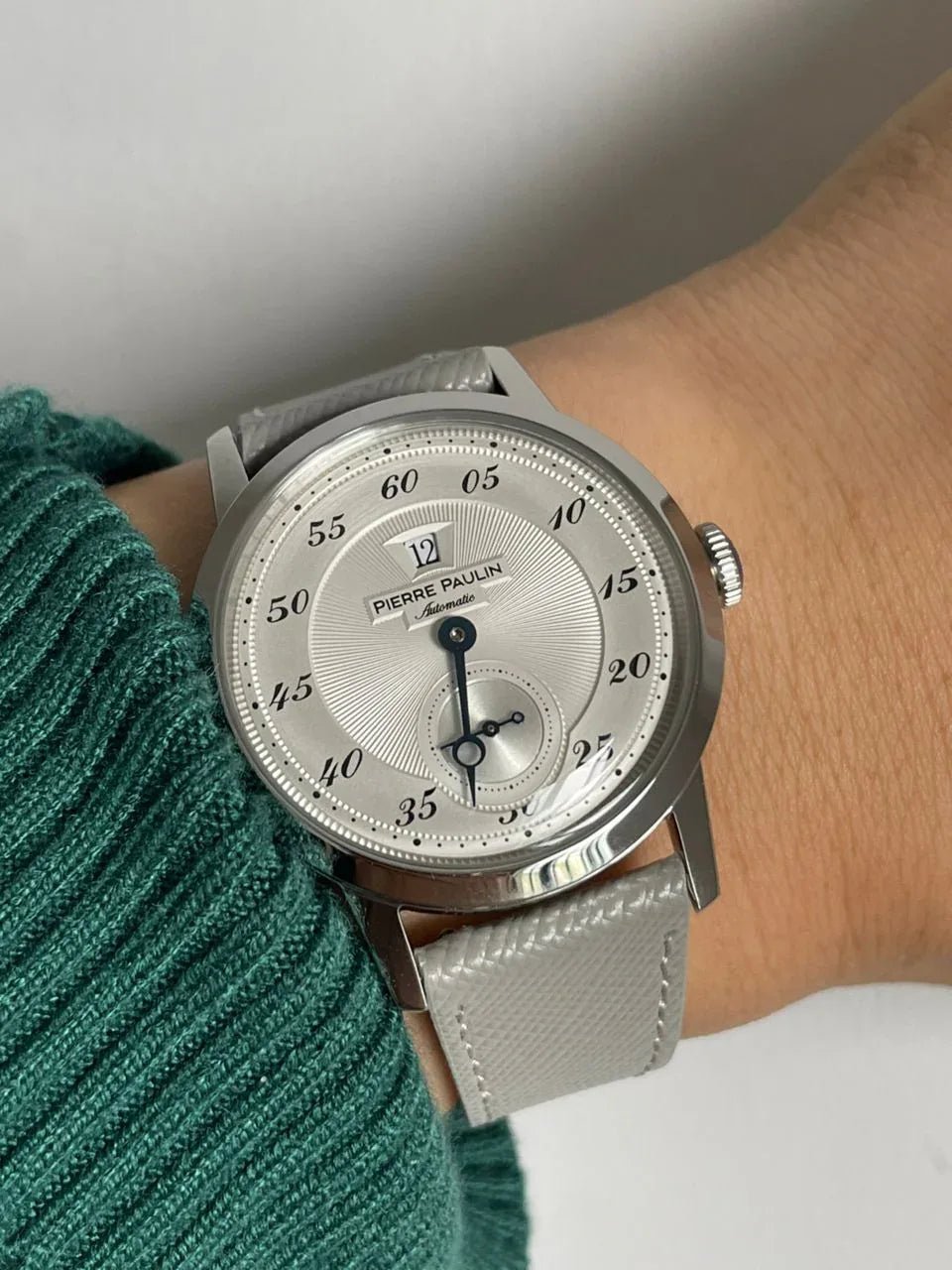 NEW Pierre Paulin Jumping Hour Automatic Seagull St17 mechanical watch steel watch Vintage Date Window - Silver - DREAM WATCHES