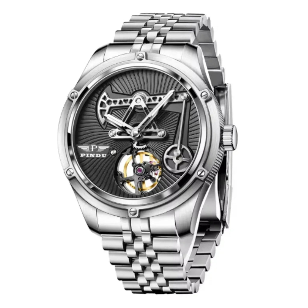 "Oil Money" Automatic mechanical luxury men's watch wristwatch - Grey Dial - DREAM WATCHES