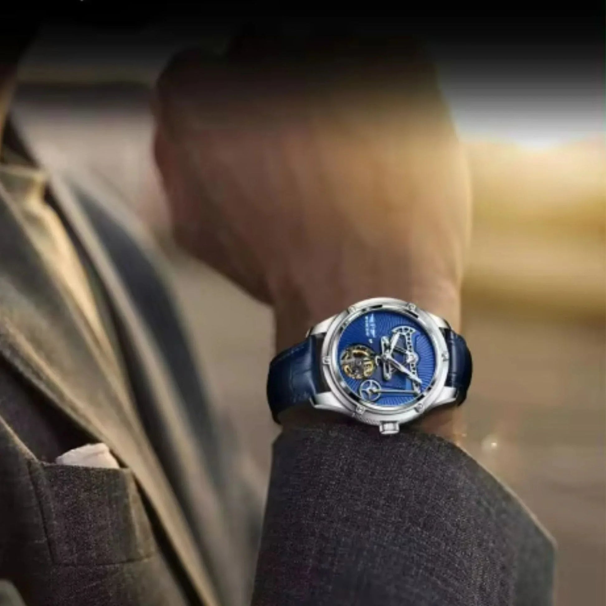 "Oil Money" Automatic mechanical luxury men's watch wristwatch - Grey Dial - DREAM WATCHES