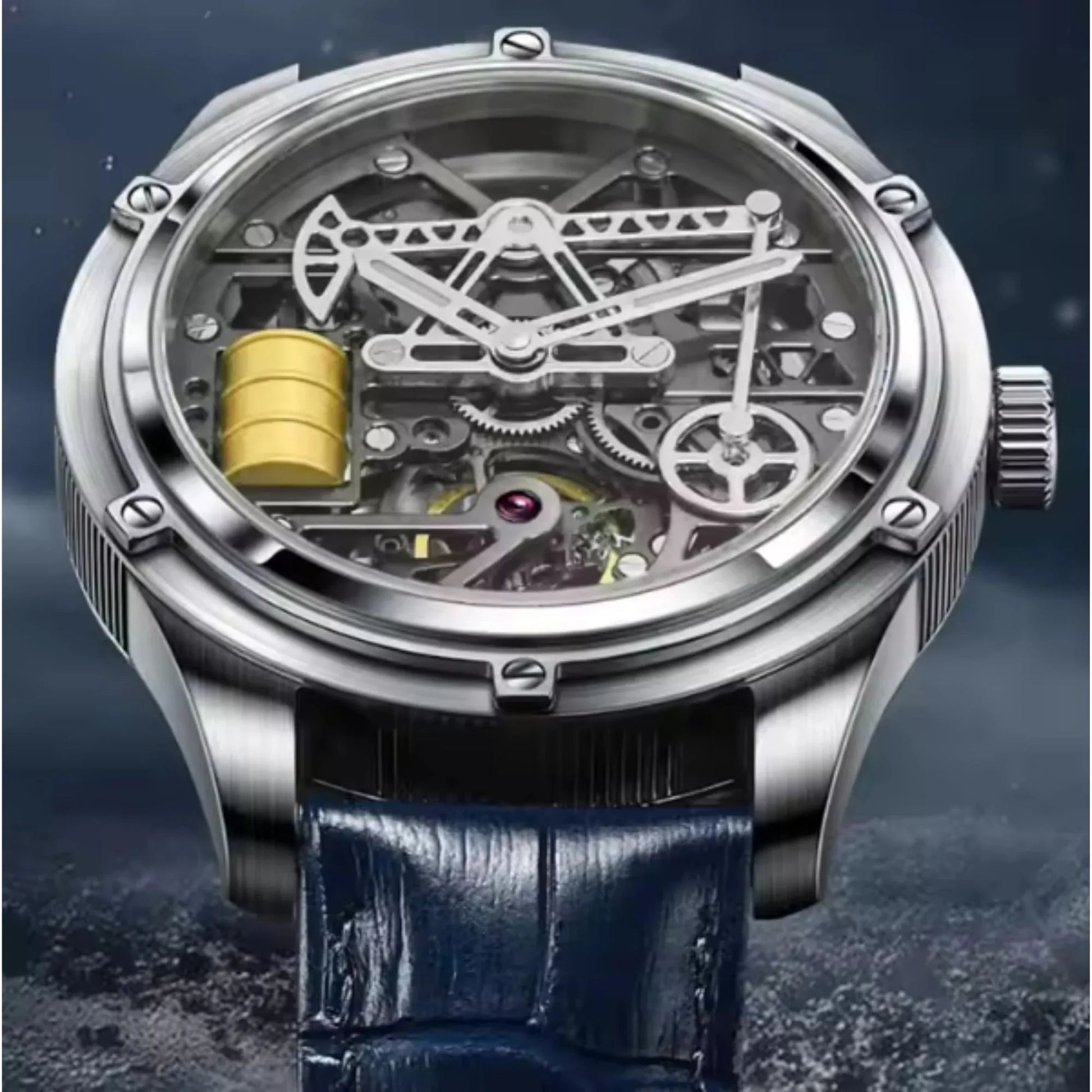 "Oil Money" with Barrel Automatic mechanical luxury men's watch wristwatch - Grey - DREAM WATCHES