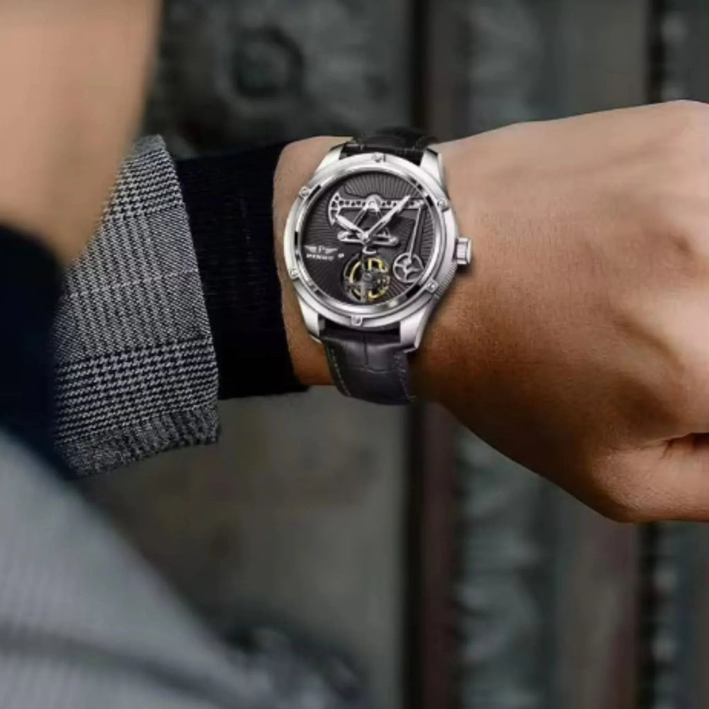 "Oil Money" with Barrel Automatic mechanical luxury men's watch wristwatch - Grey - DREAM WATCHES