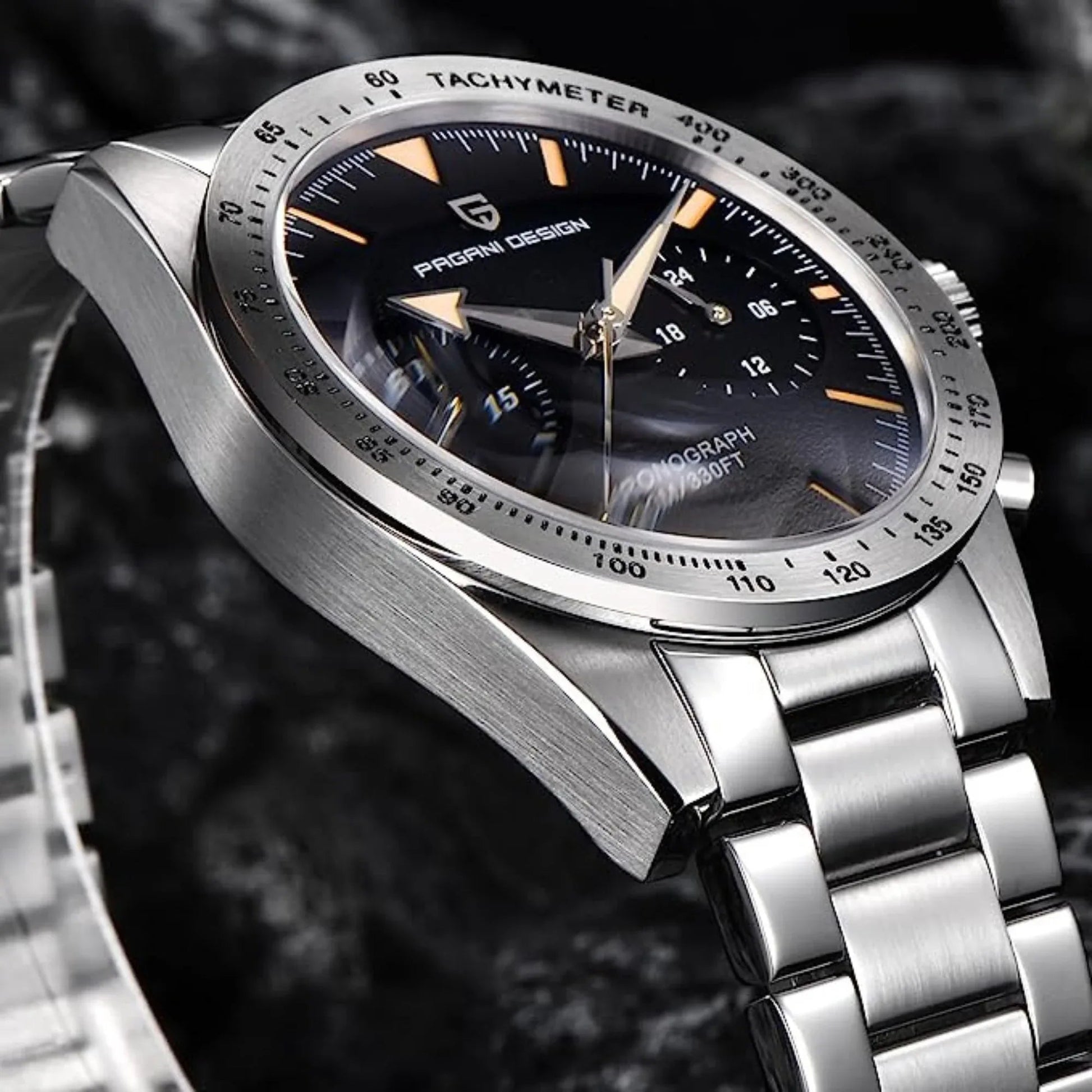 Pagani Design 1766 Homage Men's Chronograph Watches Stainless Steel 40mm Case VK64 Quartz Movement 100M Waterproof Casual Sport Retro Watch - Black - DREAM WATCHES