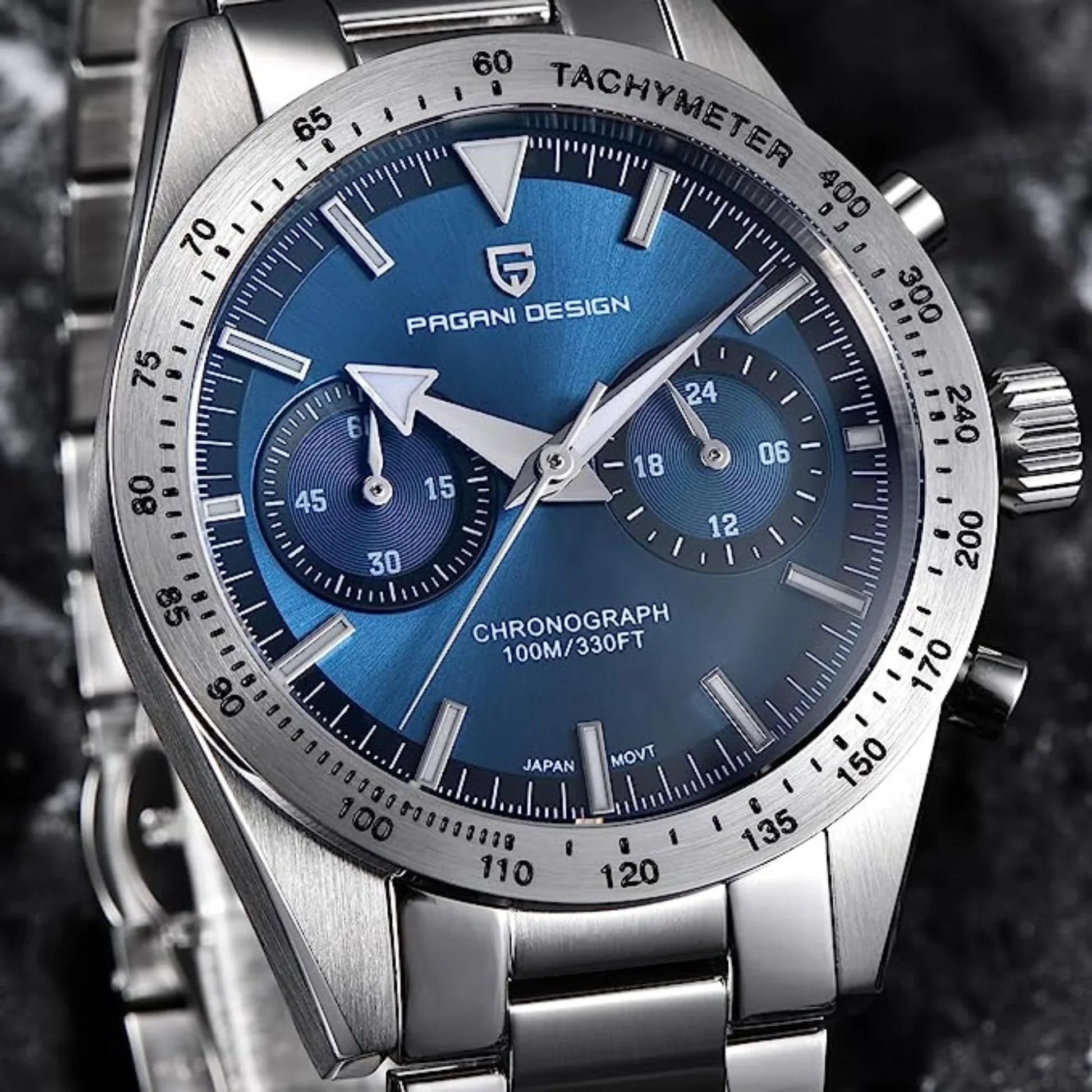 Pagani Design 1766 Homage Men's Chronograph Watches Stainless Steel 40mm Case VK64 Quartz Movement 100M Waterproof Casual Sport Retro Watch - Blue - DREAM WATCHES