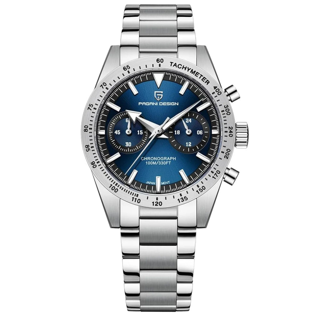 Pagani Design 1766 Homage Men's Chronograph Watches Stainless Steel 40mm Case VK64 Quartz Movement 100M Waterproof Casual Sport Retro Watch - Blue - DREAM WATCHES