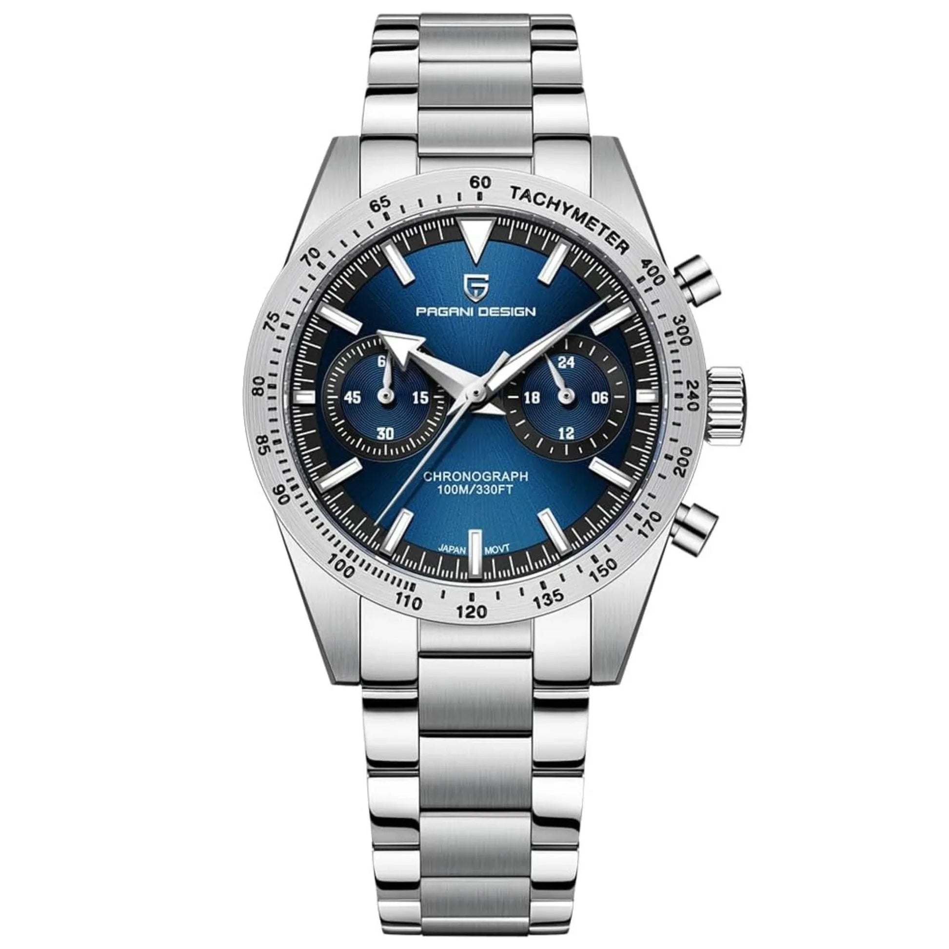 Pagani Design 1766 Homage Men's Chronograph Watches Stainless Steel 40mm Case VK64 Quartz Movement 100M Waterproof Casual Sport Retro Watch - Blue - DREAM WATCHES
