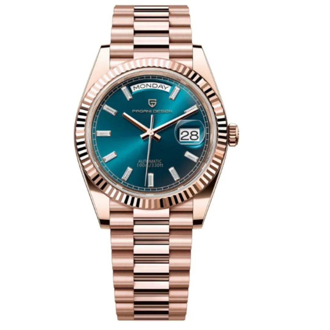 Pagani Design DD40 PD-1783 Men's Luxury Automatic Watch with AR Sapphire Glass and NH36A Movement - Rose Gold - Blue - DREAM WATCHES