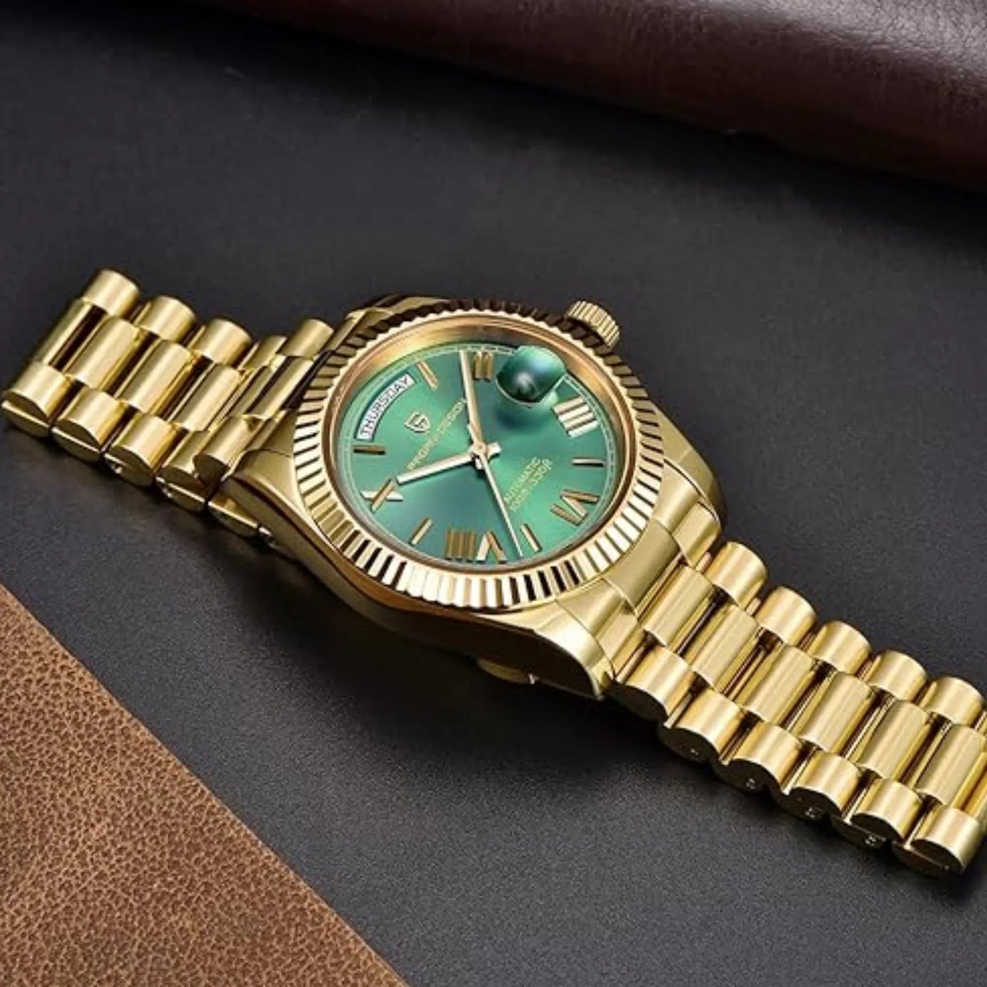 Pagani Design DD40 PD-1783 Men's Watches Luxury Automatic Watch AR Sapphire Glass Mechanical Wristwatch Men NH36A - Gold Green Dial - DREAM WATCHES