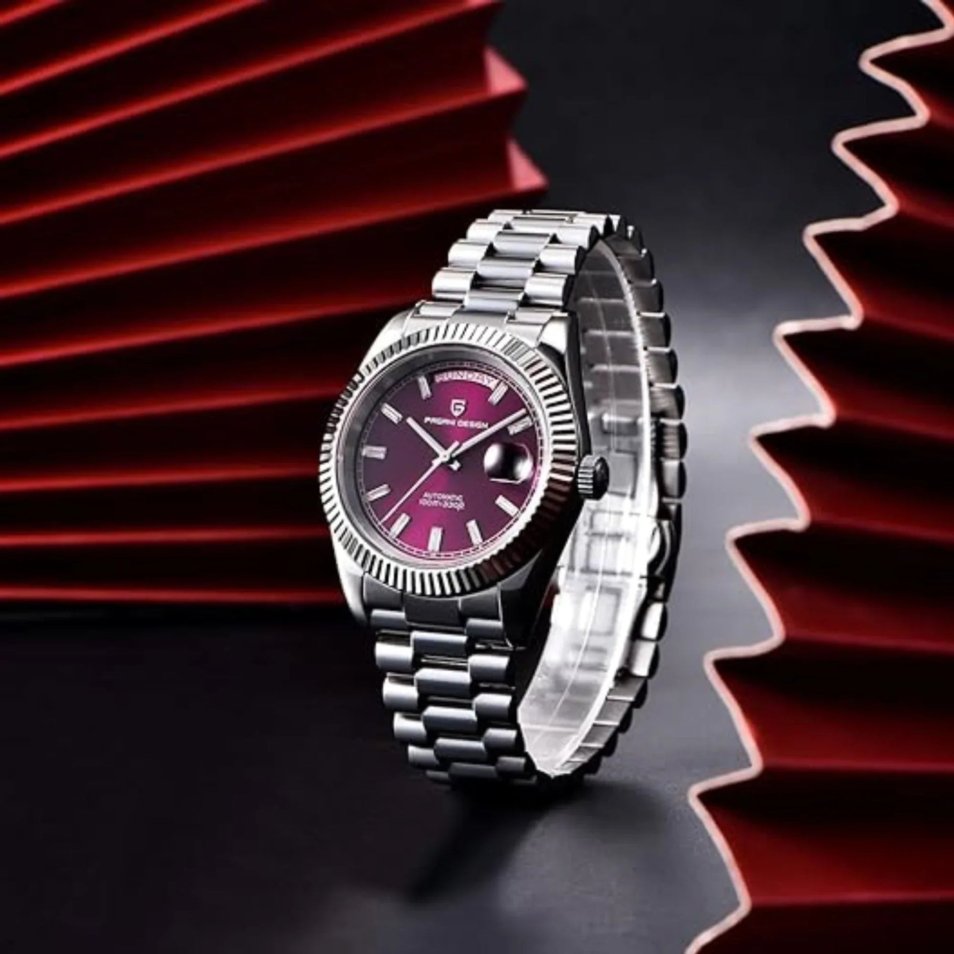 Pagani Design DD40 PD-1783 Men's Watches Luxury Automatic Watch AR Sapphire Glass Mechanical Wristwatch Men NH36A - Maroon Dial - DREAM WATCHES