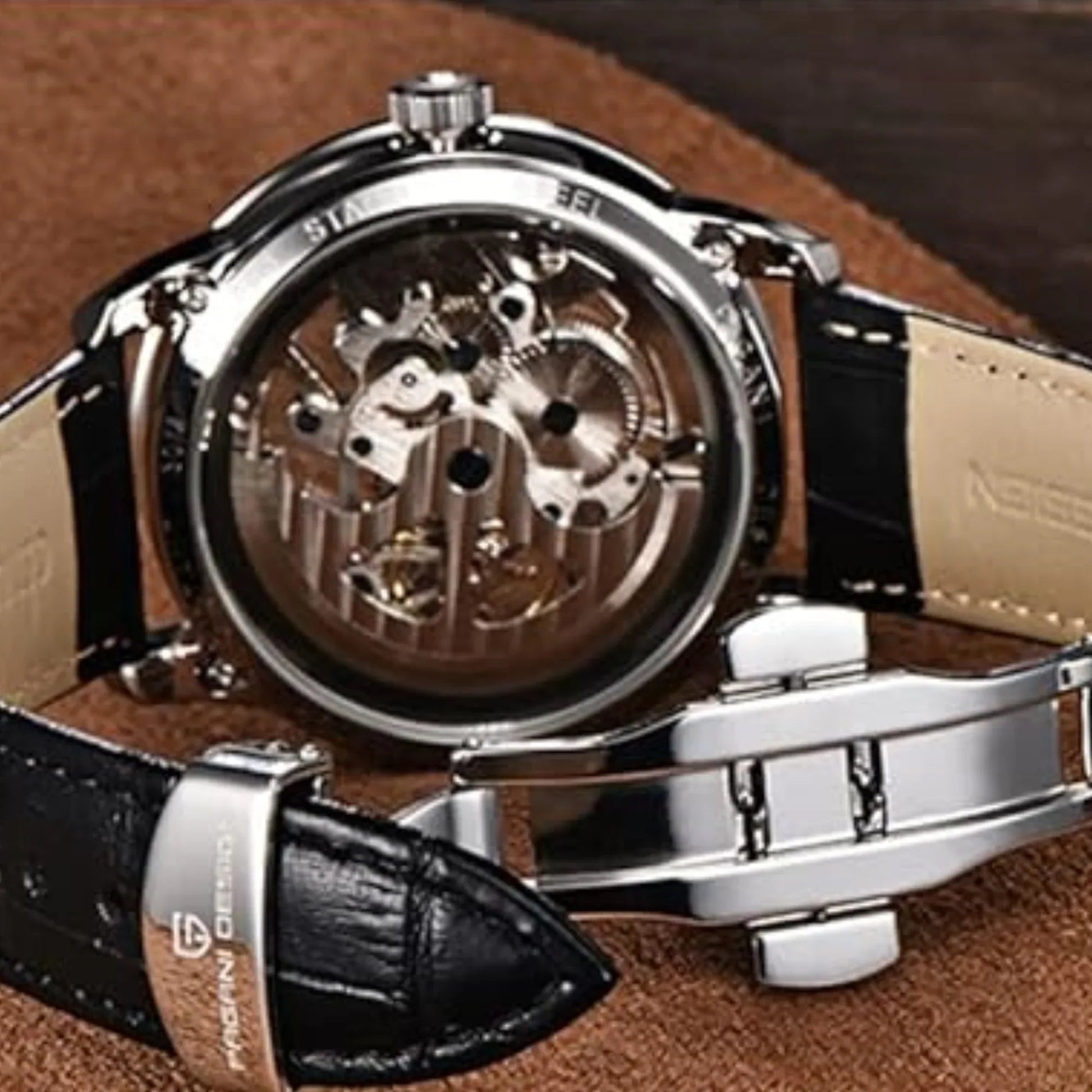 Pagani Design PD-1638 2023 Men's Automatic Skeleton Mechanical Automatic Stainless Steel Watch With Leather Strap Pointer Series 100 Meters Waterproof - DREAM WATCHES