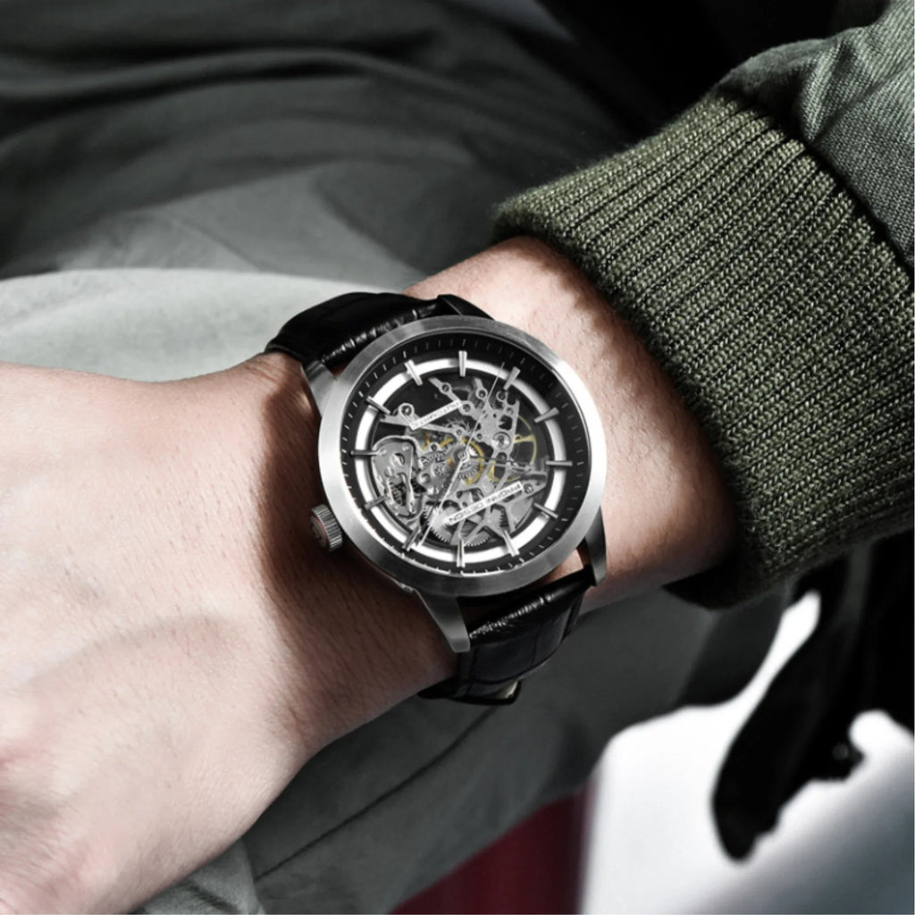 Pagani Design PD-1638 2023 Men's Automatic Skeleton Mechanical Automatic Stainless Steel Watch With Leather Strap Pointer Series 100 Meters Waterproof - DREAM WATCHES