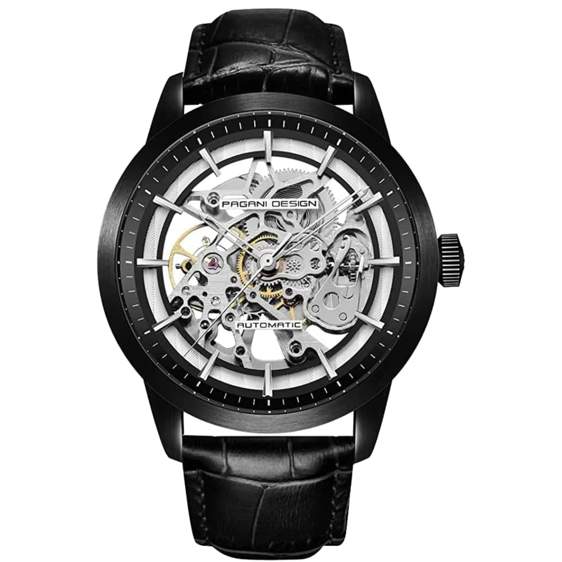 Pagani Design PD-1638 2023 Men's Automatic Skeleton Mechanical Automatic Stainless Steel Watch With Leather Strap Pointer Series 100 Meters Waterproof - DREAM WATCHES