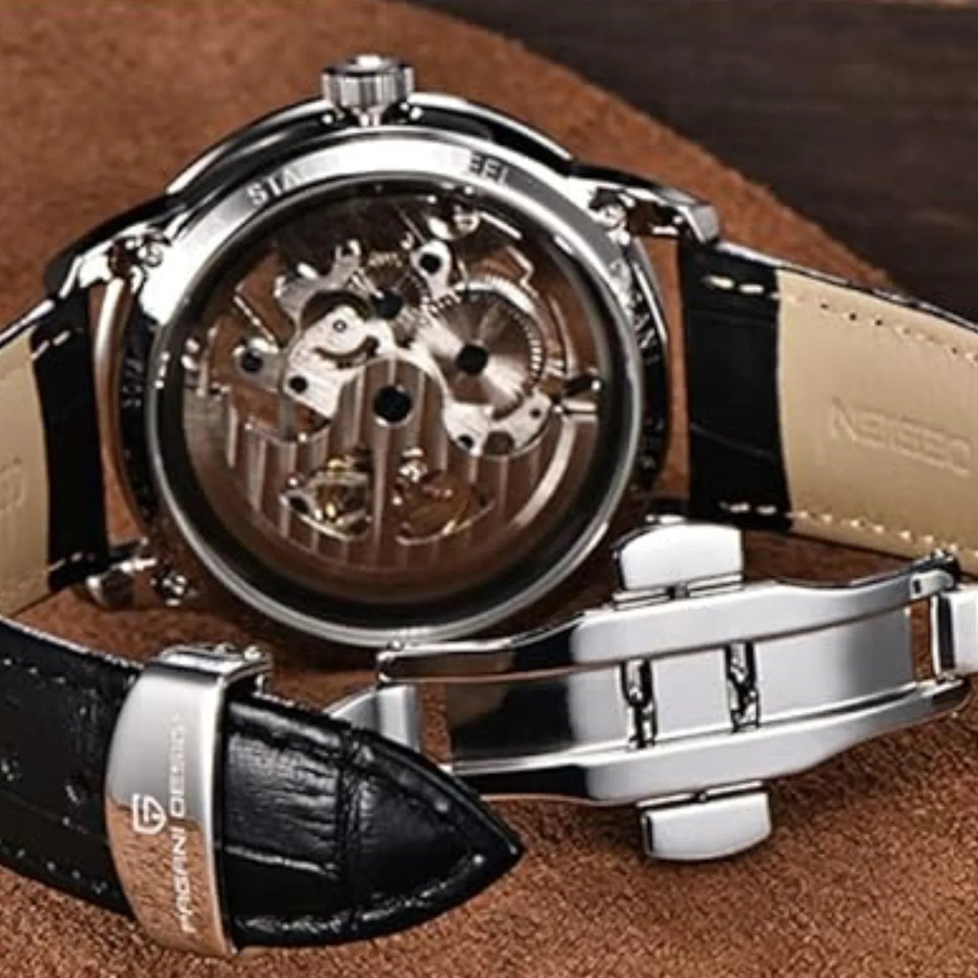 Pagani Design PD-1638 2023 Men's Automatic Skeleton Mechanical Automatic Stainless Steel Watch With Leather Strap Pointer Series 100 Meters Waterproof - DREAM WATCHES