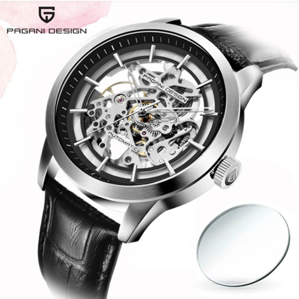 Pagani Design PD-1638 2023 Men's Automatic Skeleton Mechanical Automatic Stainless Steel Watch With Leather Strap Pointer Series 100 Meters Waterproof - DREAM WATCHES