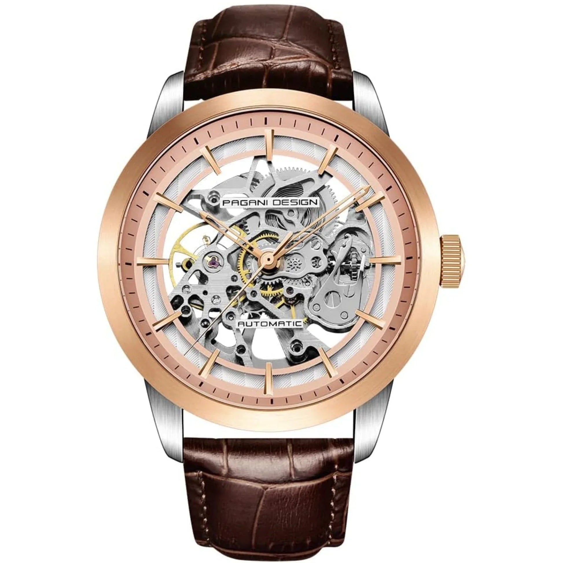 Pagani Design PD-1638 2023 Men's Automatic Skeleton Mechanical Automatic Stainless Steel Watch With Leather Strap Pointer Series 100 Meters Waterproof - DREAM WATCHES