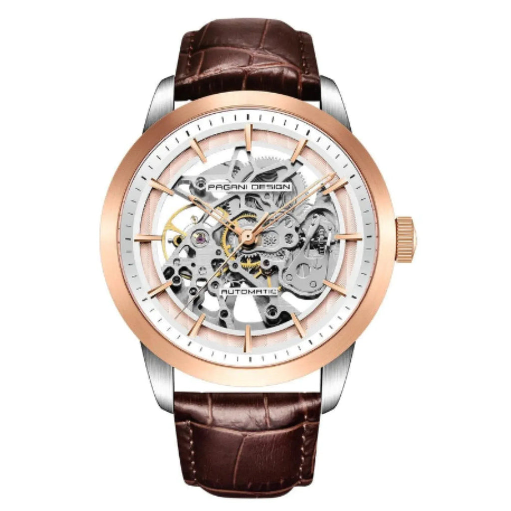 Pagani Design PD-1638 2023 Men's Automatic Skeleton Mechanical Automatic Stainless Steel Watch With Leather Strap Pointer Series 100 Meters Waterproof - DREAM WATCHES