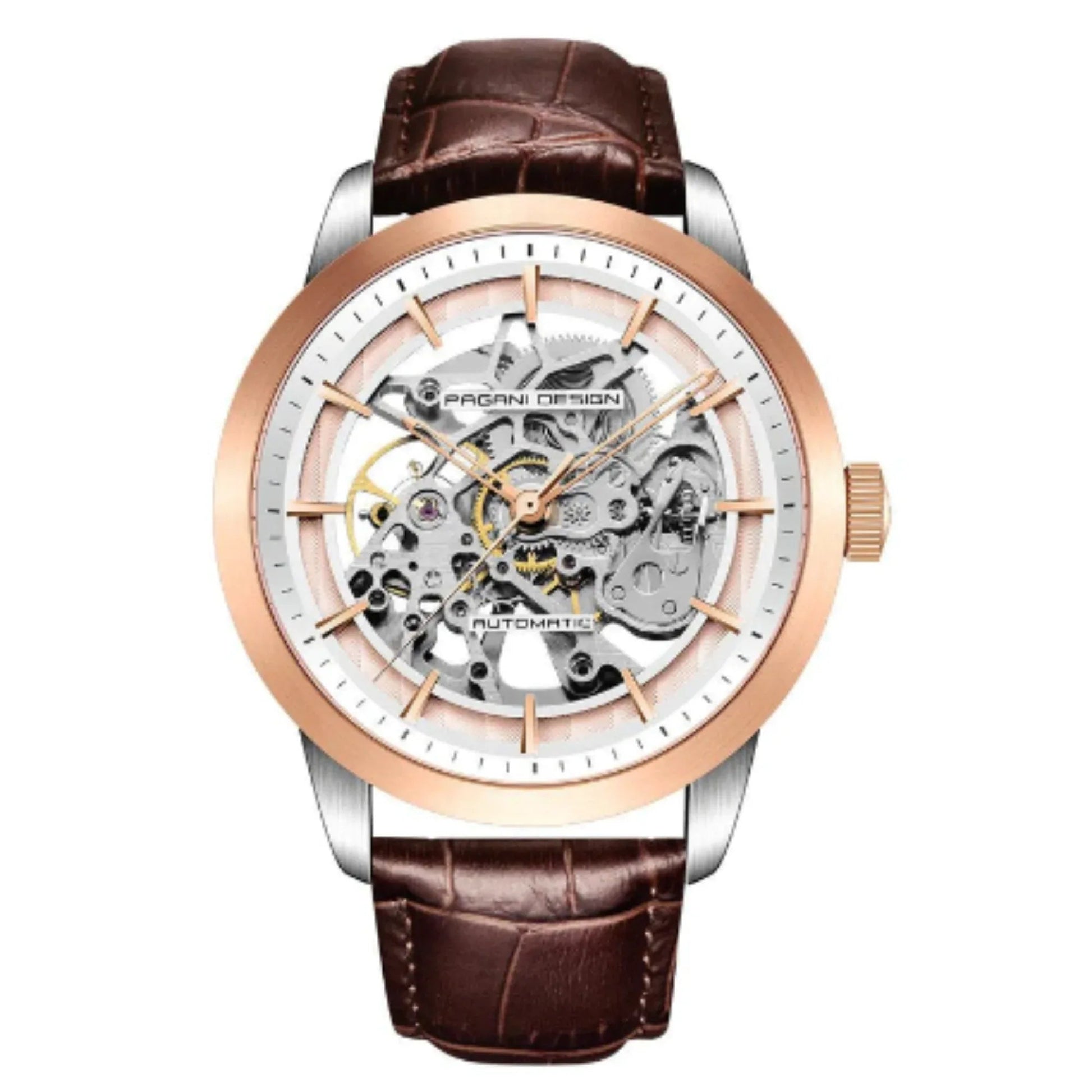 Pagani Design PD-1638 2023 Men's Automatic Skeleton Mechanical Automatic Stainless Steel Watch With Leather Strap Pointer Series 100 Meters Waterproof - DREAM WATCHES