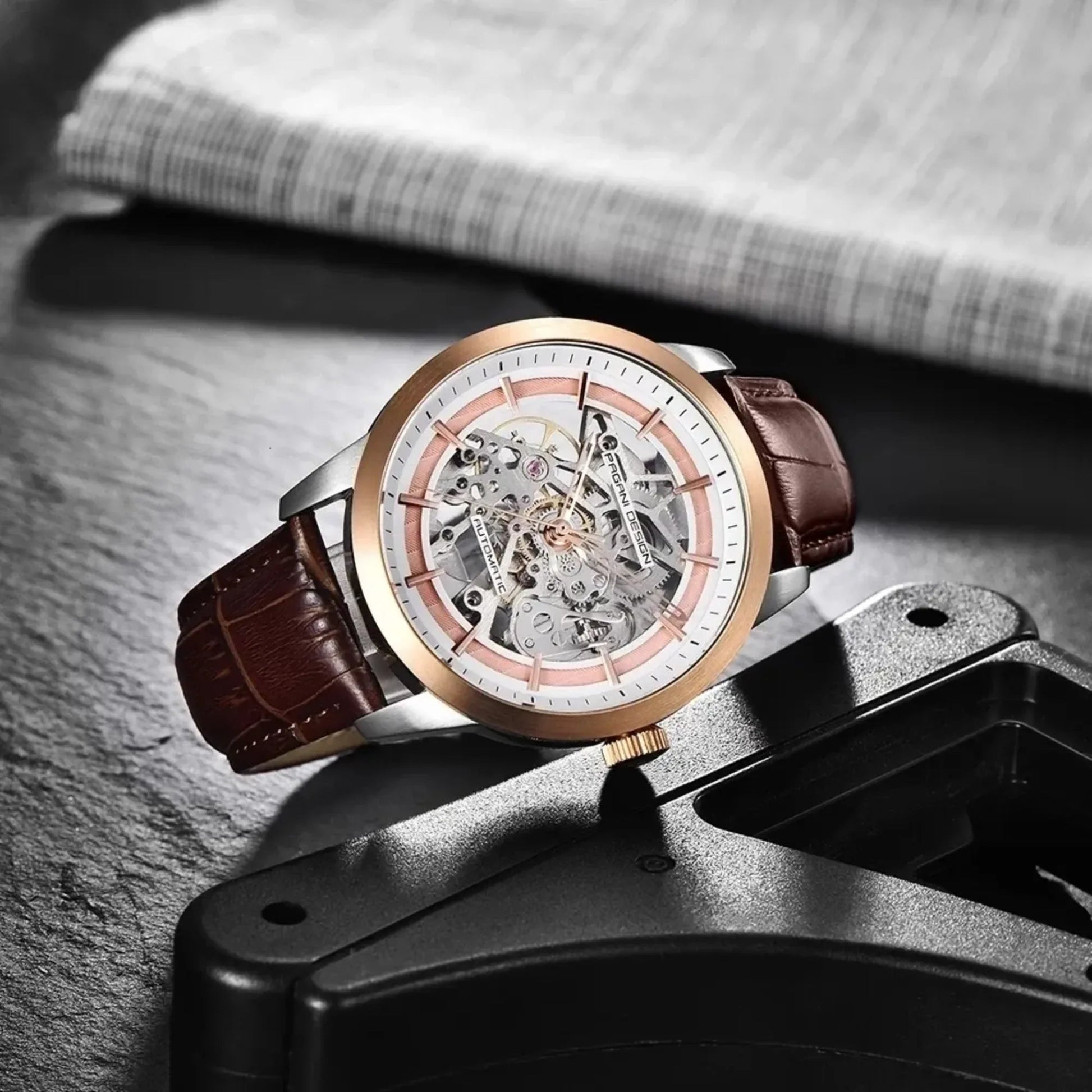 Pagani Design PD-1638 2023 Men's Automatic Skeleton Mechanical Automatic Stainless Steel Watch With Leather Strap Pointer Series 100 Meters Waterproof - DREAM WATCHES