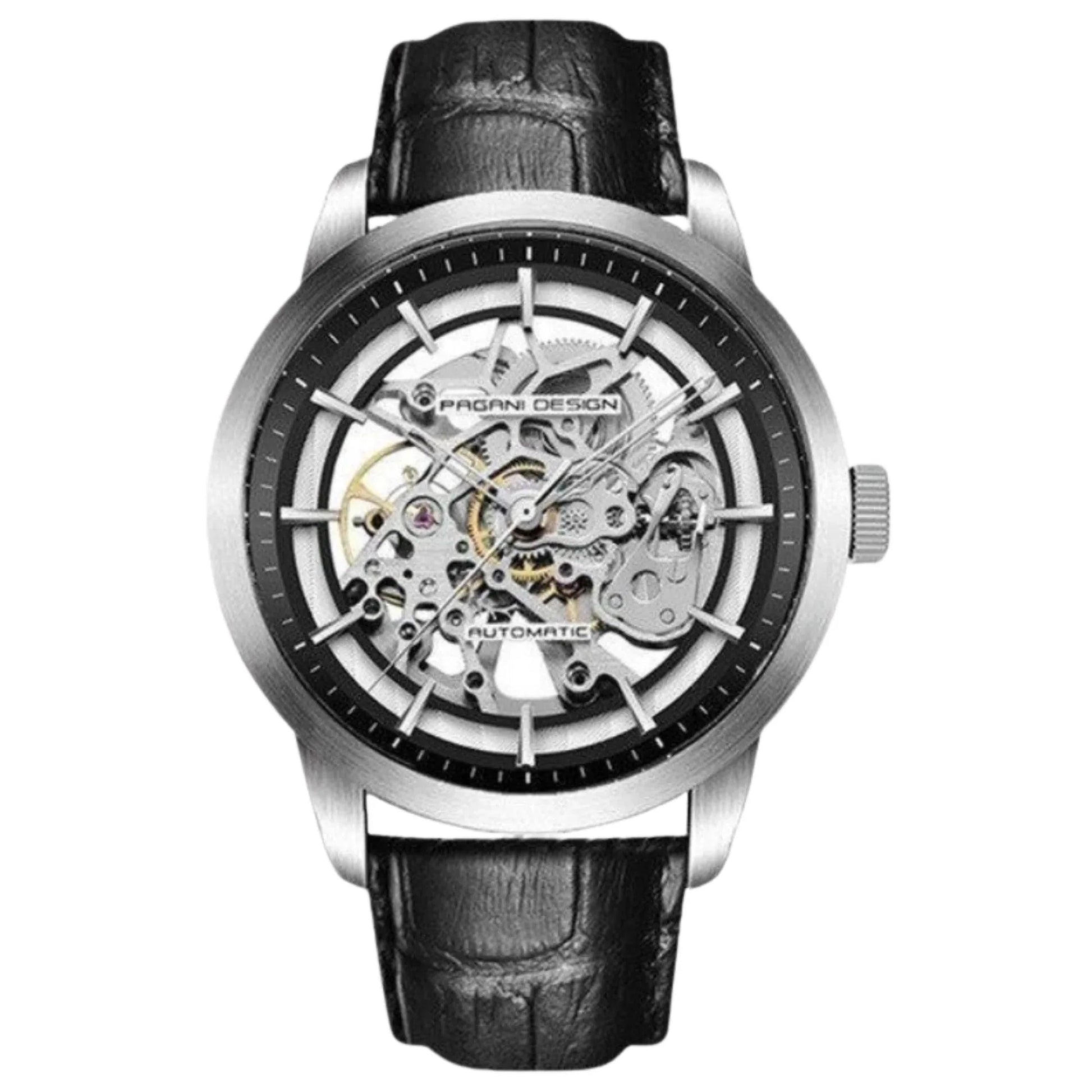 Pagani Design PD-1638 2023 Men's Automatic Skeleton Mechanical Automatic Stainless Steel Watch With Leather Strap Pointer Series 100 Meters Waterproof - DREAM WATCHES