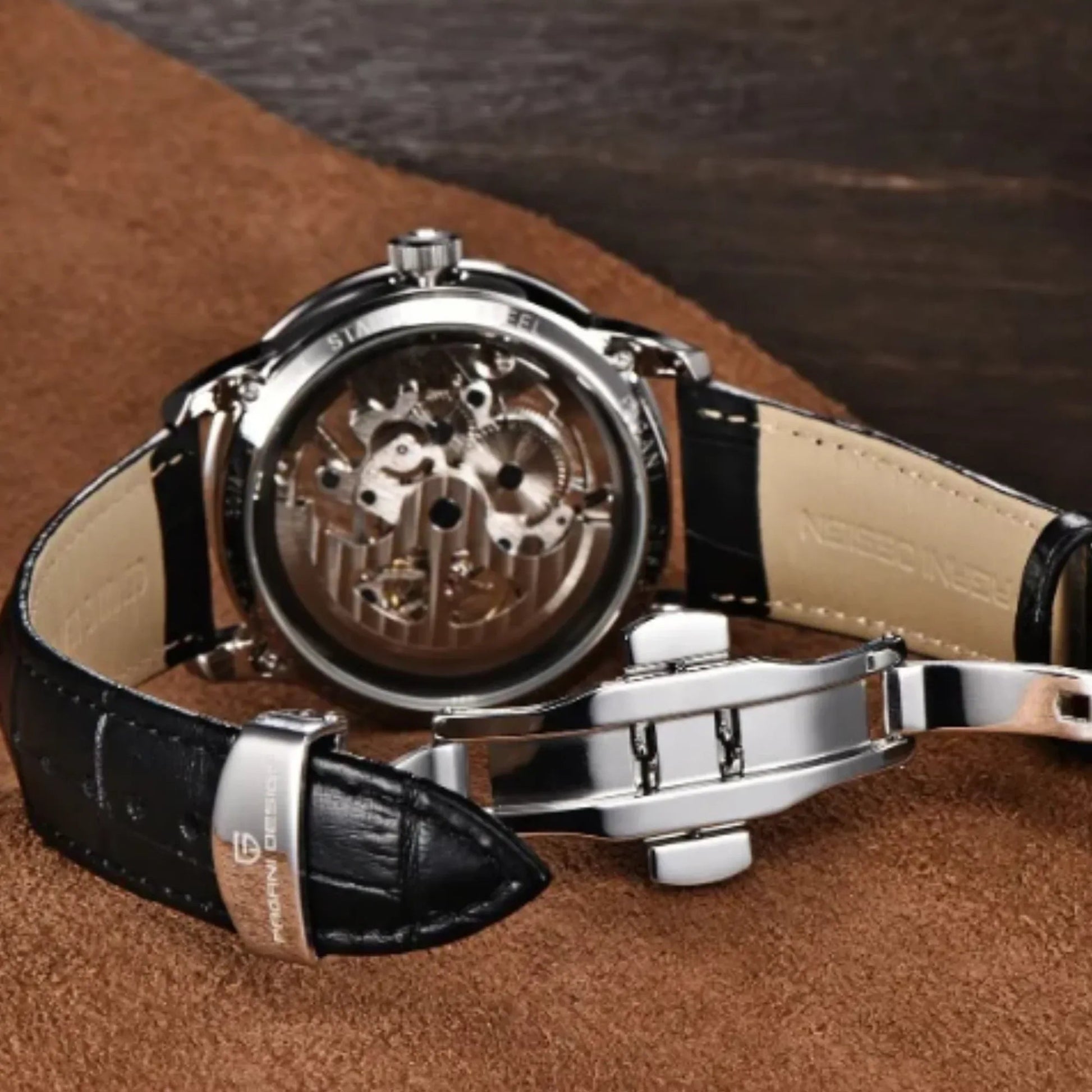 Pagani Design PD-1638 2023 Men's Automatic Skeleton Mechanical Automatic Stainless Steel Watch With Leather Strap Pointer Series 100 Meters Waterproof - DREAM WATCHES