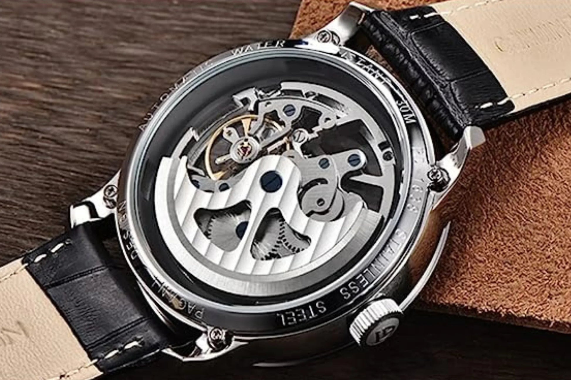 Pagani Design PD-1638 Men's Automatic Skeleton Mechanical Automatic Stainless Steel Watch with Leather Strap Pointer Series 100 Meters Waterproof - DREAM WATCHES