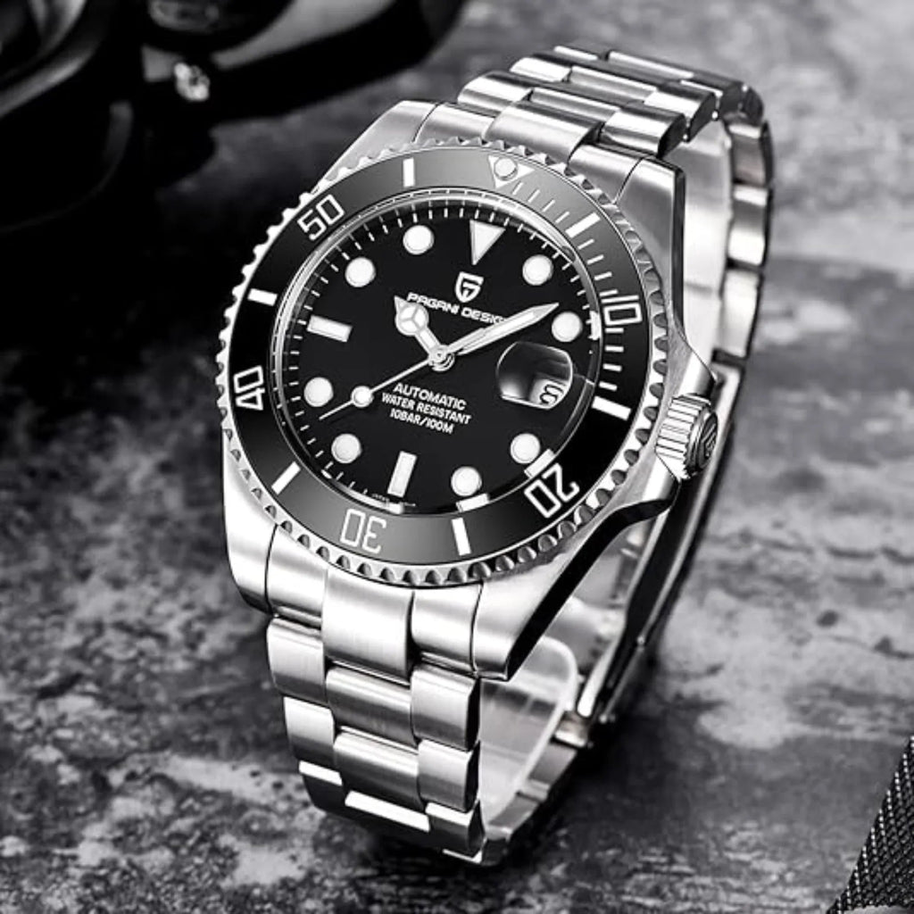 Pagani Design PD-1639 Waterproof Mechanical Automatic Stainless Steel Men's 43MM Watch - Black - DREAM WATCHES