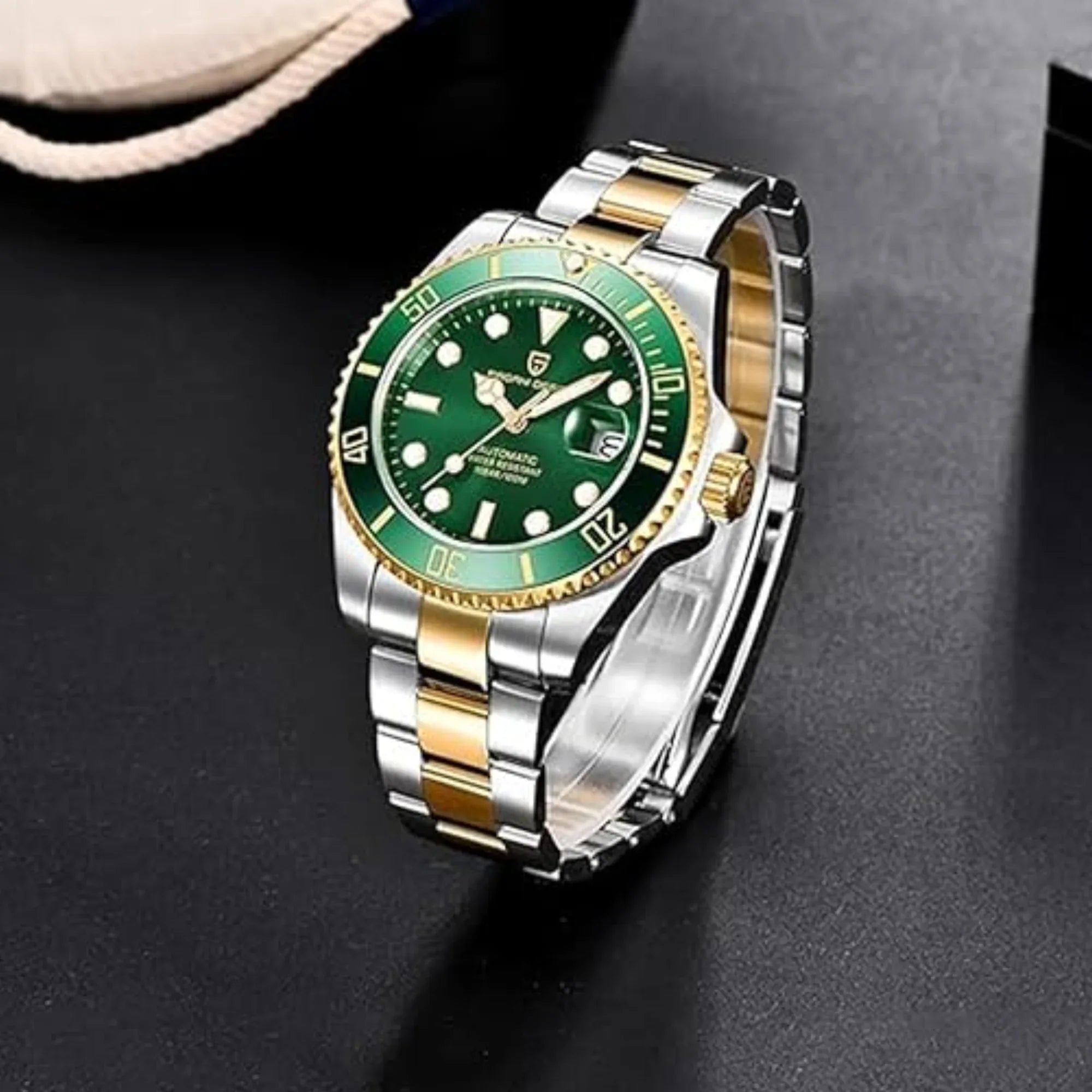 Pagani Design PD-1639 Waterproof Mechanical Automatic Stainless Steel Men's 43MM Watch - Golden Green - DREAM WATCHES