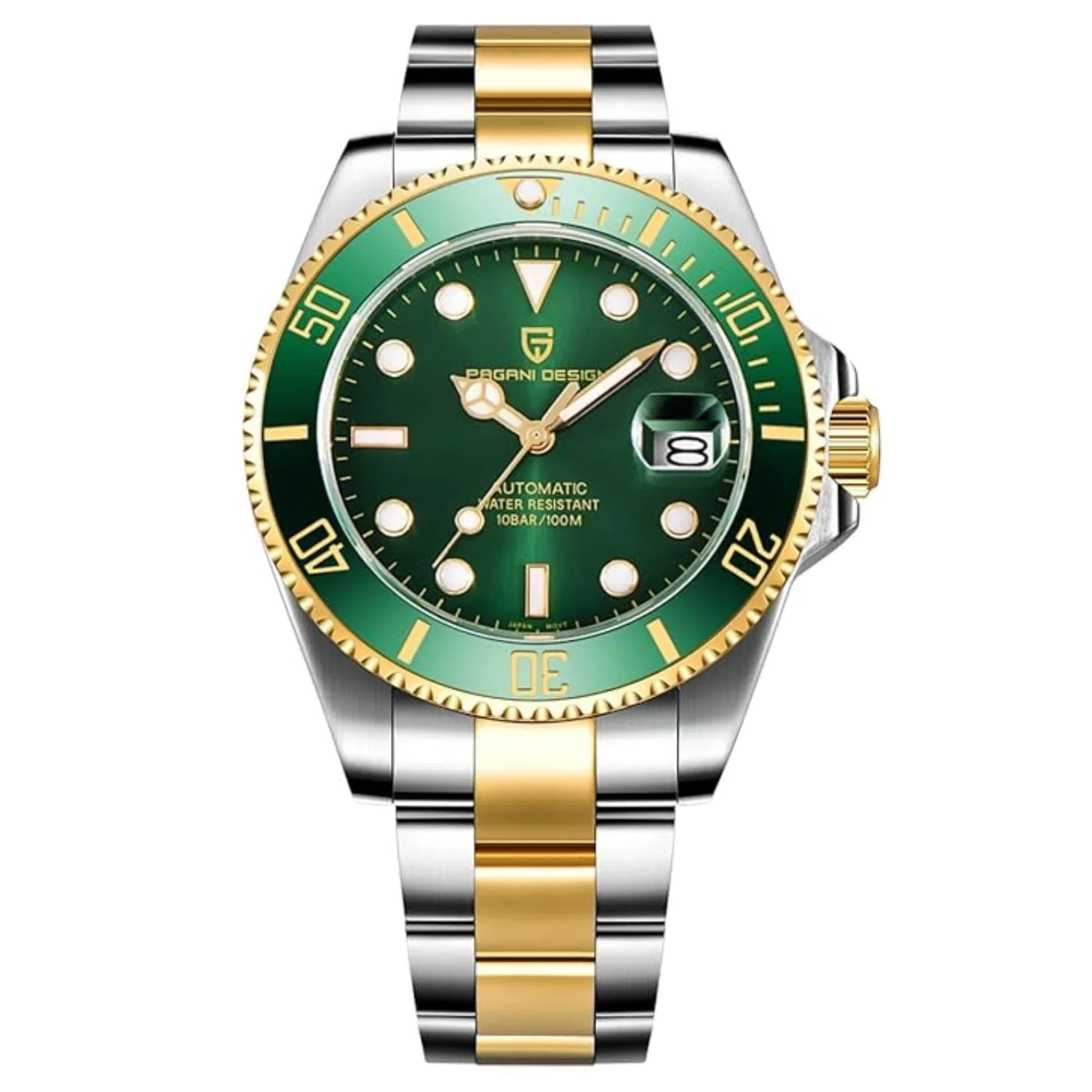 Pagani Design PD-1639 Waterproof Mechanical Automatic Stainless Steel Men's 43MM Watch - Golden Green - DREAM WATCHES