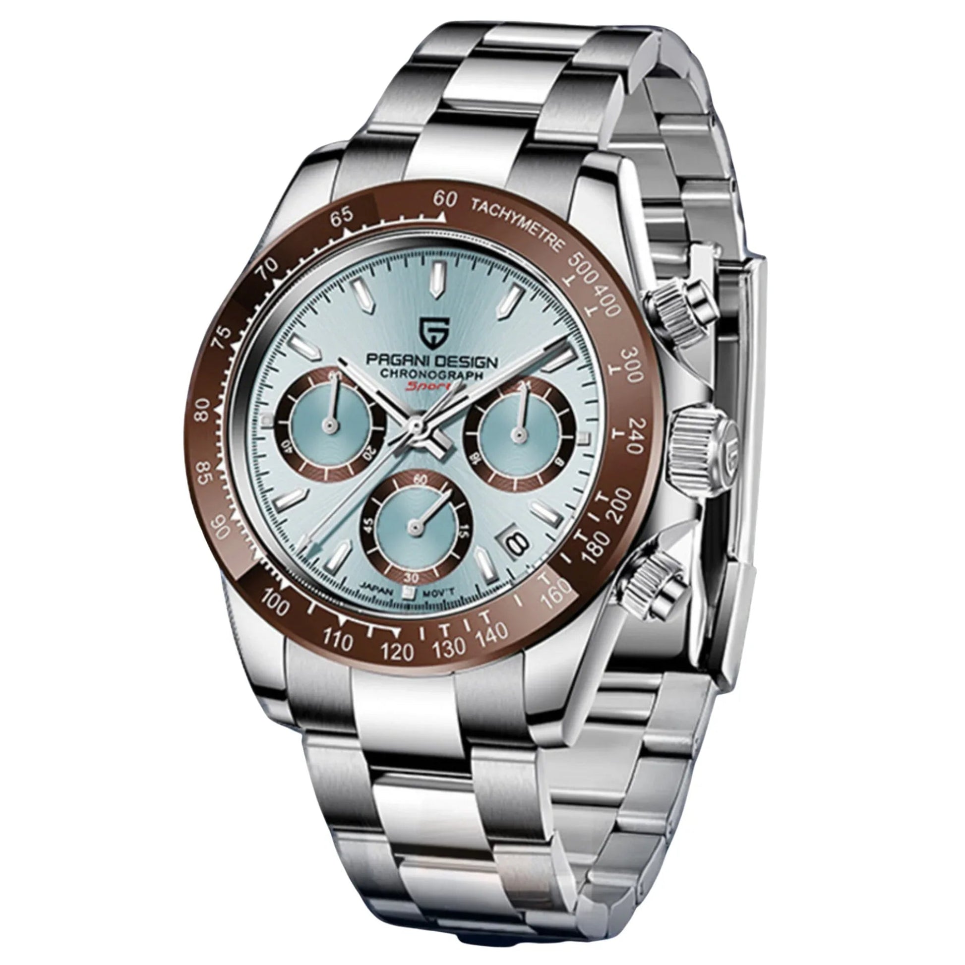 Pagani Design PD-1644 Daytona Chronograph Luxury Meca-quartz Movement (Japanese VK63) | Stainless Steel Men's 40MM Watch - Ice Blue - DREAM WATCHES