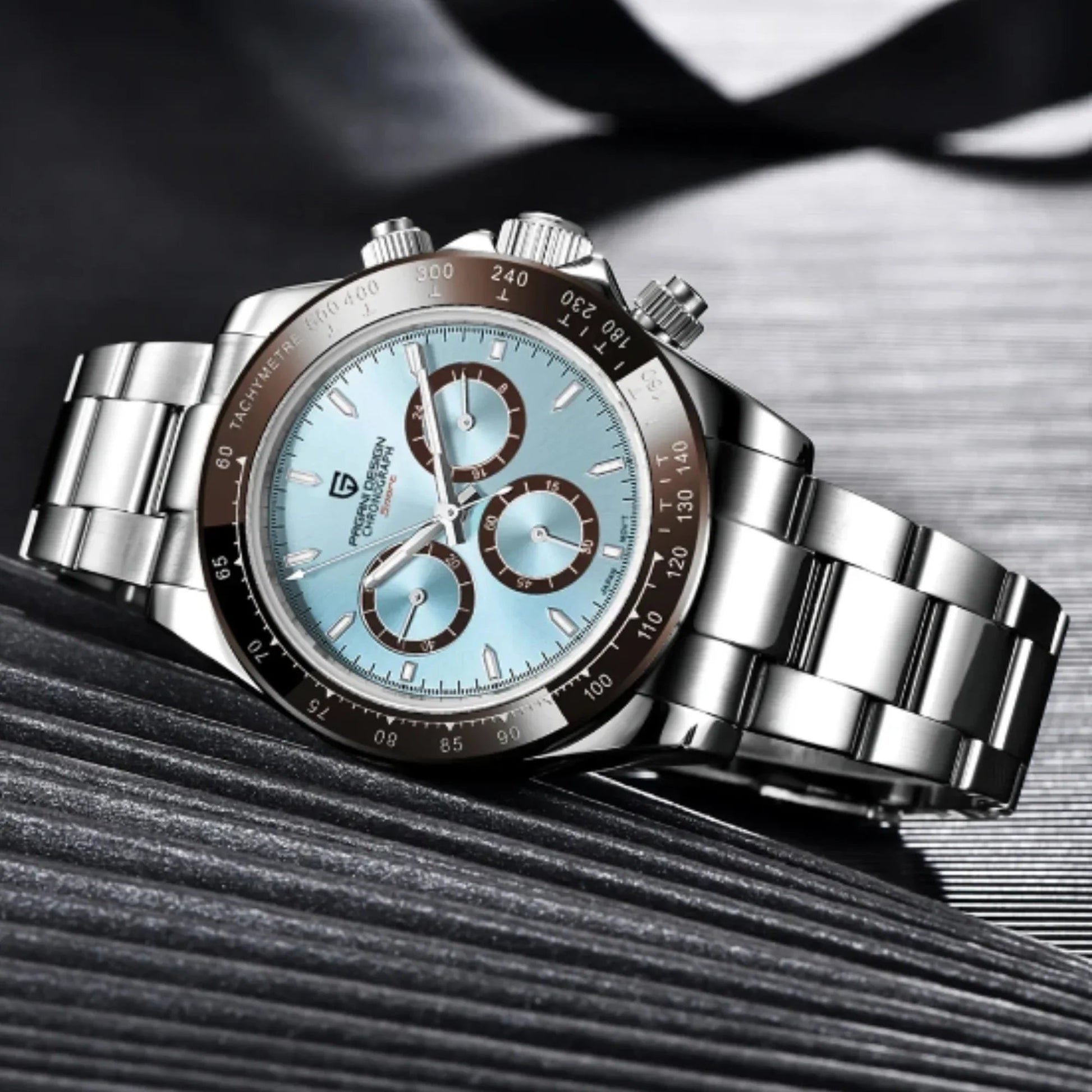 Pagani Design PD-1644 Daytona Chronograph Luxury Meca-quartz Movement (Japanese VK63) | Stainless Steel Men's 40MM Watch - Ice Blue - DREAM WATCHES