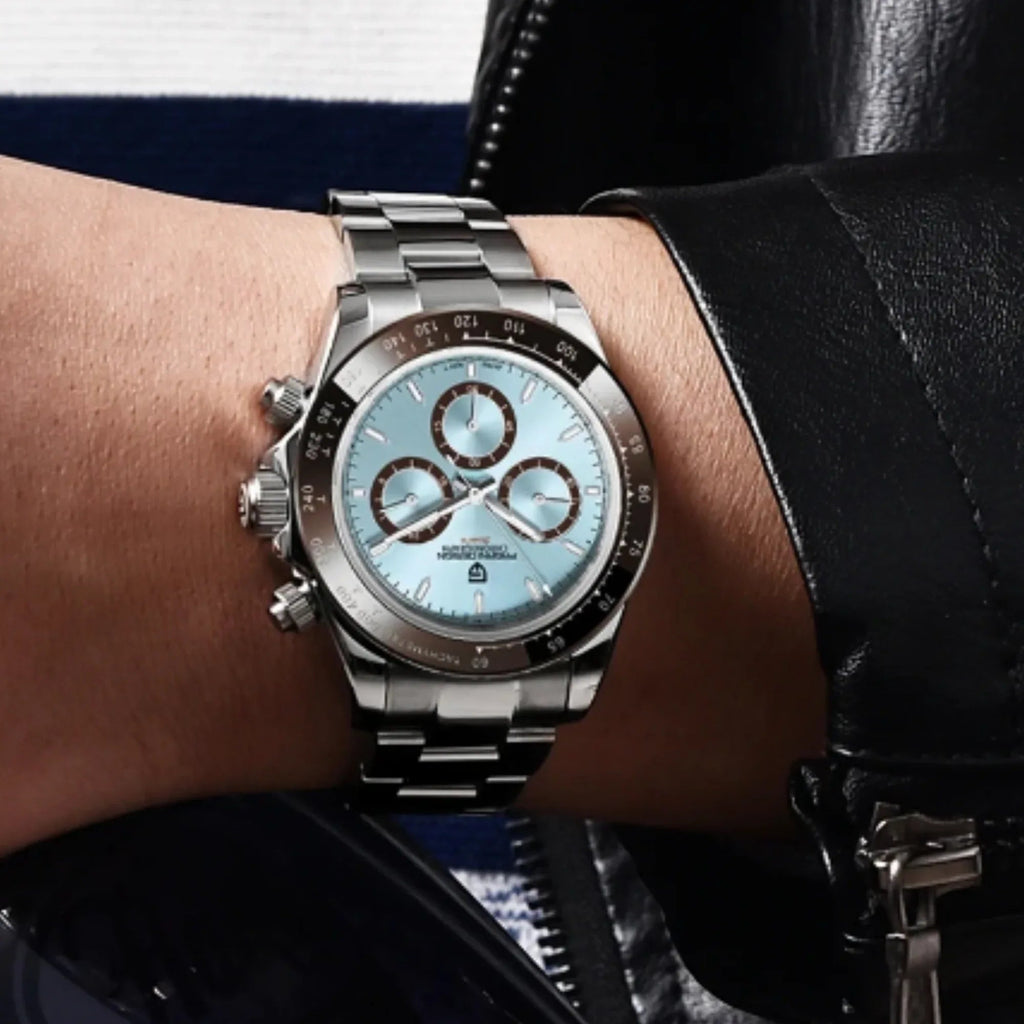 Pagani Design PD-1644 Daytona Chronograph Luxury Meca-quartz Movement (Japanese VK63) | Stainless Steel Men's 40MM Watch - Ice Blue - DREAM WATCHES