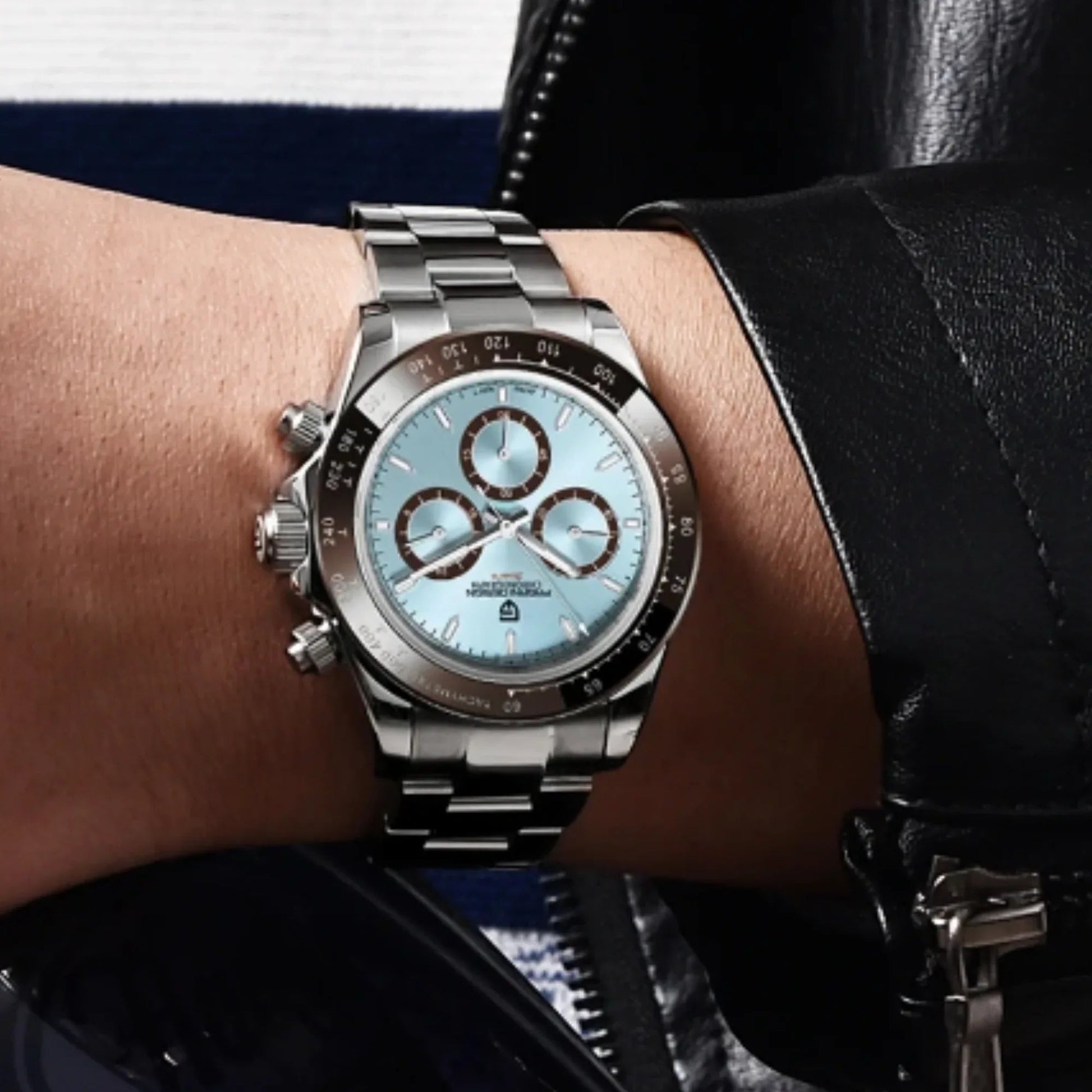 Pagani Design PD-1644 Daytona Chronograph Luxury Meca-quartz Movement (Japanese VK63) | Stainless Steel Men's 40MM Watch - Ice Blue - DREAM WATCHES