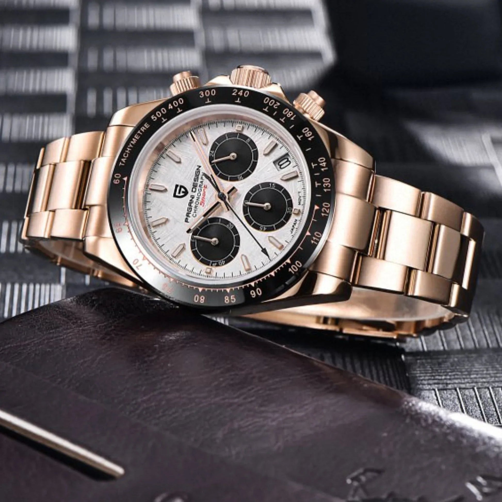 Pagani Design PD-1644 | Luxury | Meca-quartz Movement (SeikoVK63) | Stainless Steel Men's 40MM Watch (Daytona) - Rosè Gold - DREAM WATCHES