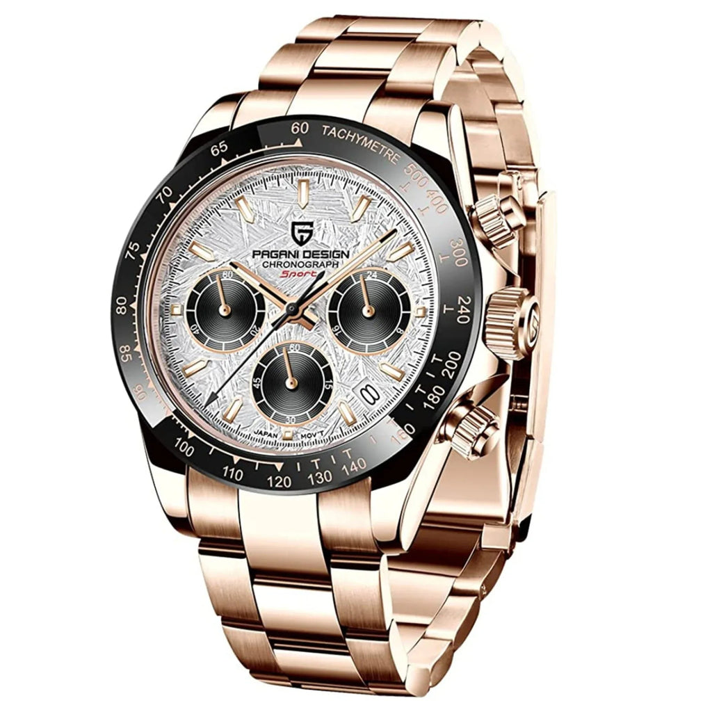 Pagani Design PD-1644 | Luxury | Meca-quartz Movement (SeikoVK63) | Stainless Steel Men's 40MM Watch (Daytona) - Rosè Gold - DREAM WATCHES