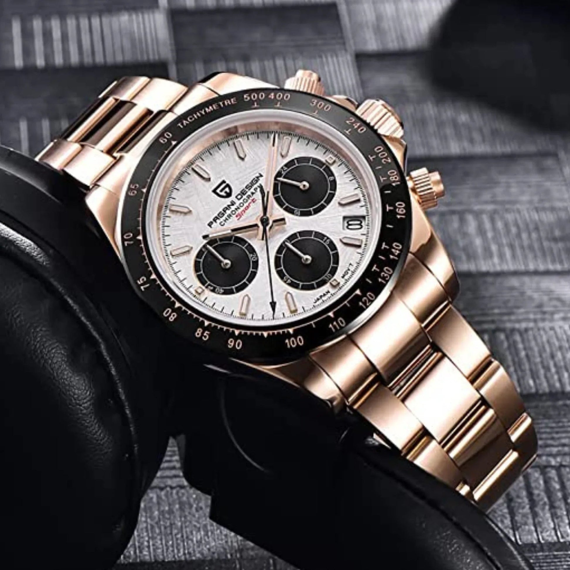 Pagani Design PD-1644 | Luxury | Meca-quartz Movement (SeikoVK63) | Stainless Steel Men's 40MM Watch (Daytona) - Rosè Gold - DREAM WATCHES