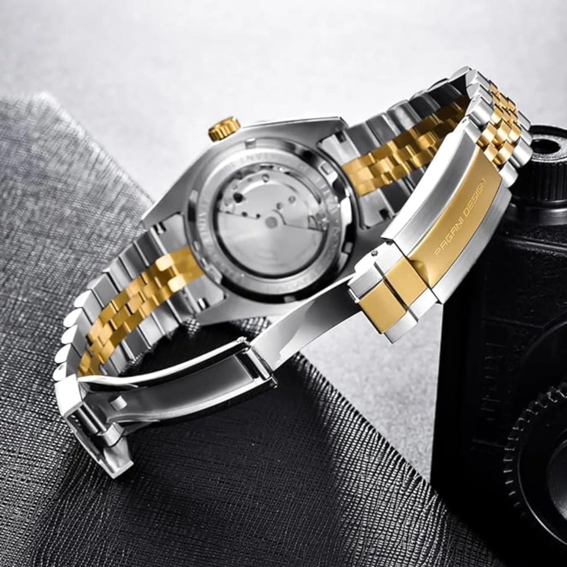 Pagani Design PD-1645 DateJust (Automatic Movement) Mechanical Watch 200M Waterproof Watch Stainless Steel Watch Fluted Bezel (Golden Dial - Jubilee Bracelet) - DREAM WATCHES
