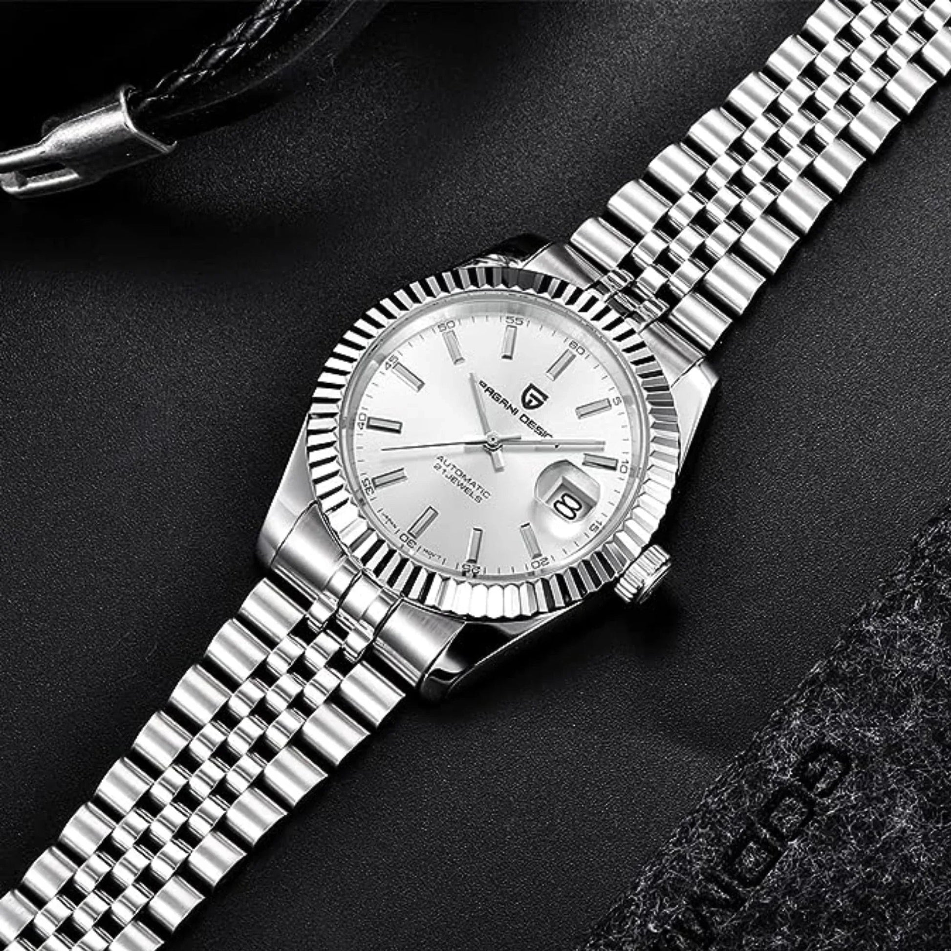 Pagani Design PD-1645 DateJust (Automatic Movement) Mechanical Watch 200M Waterproof Watch Stainless Steel Watch Fluted Bezel (Silver Dial - Jubilee Bracelet) - DREAM WATCHES