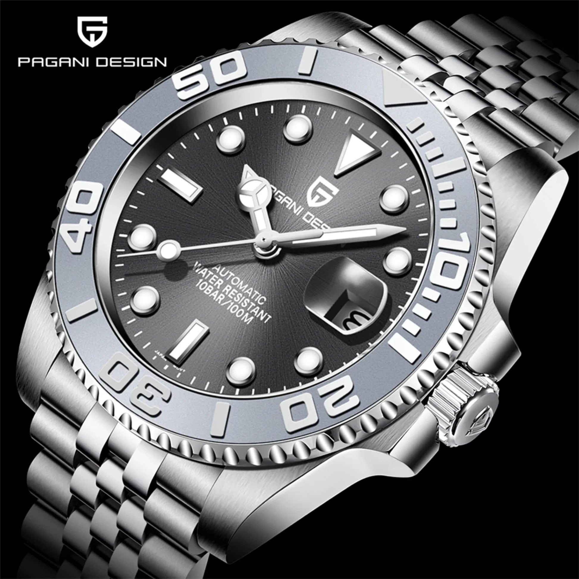 Pagani Design PD-1651 40mm Mens Automatic Waterproof Mechanical Watch with Yatch-Master Hommage - Grey - DREAM WATCHES