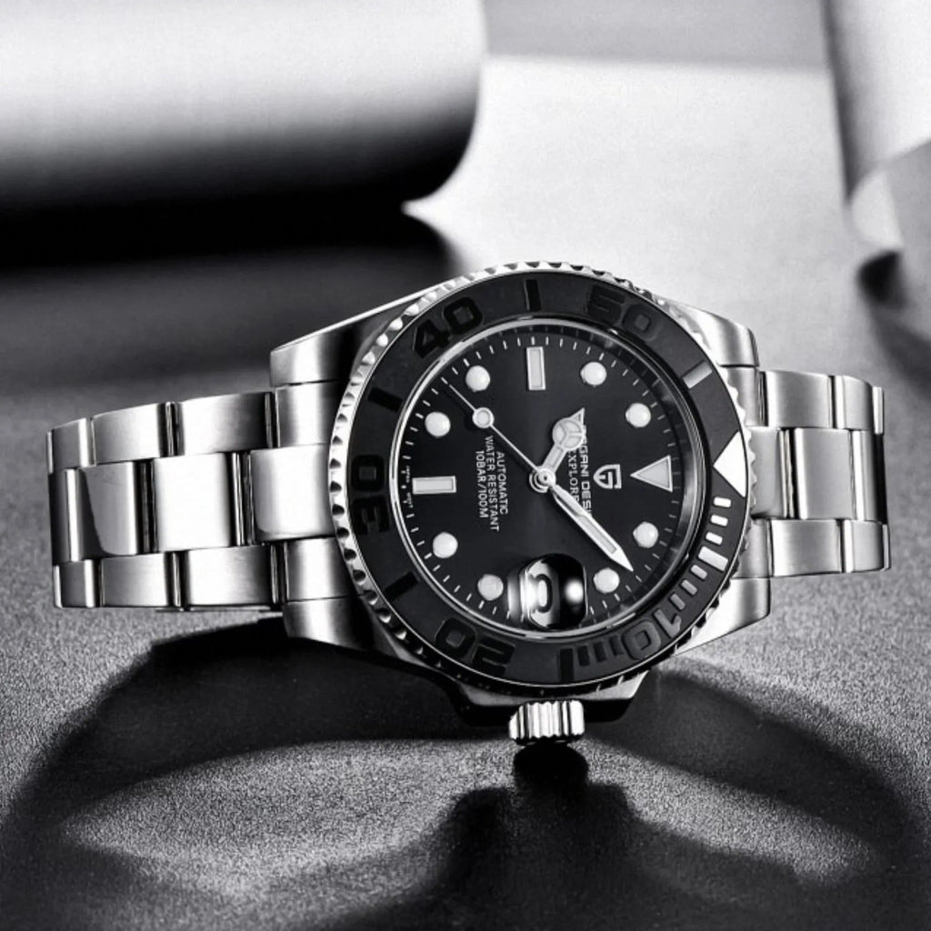 Pagani Design PD-1651 40mm Mens Automatic Waterproof Mechanical Watch Yatch-Master Hommage - Black Bezel - DREAM WATCHES