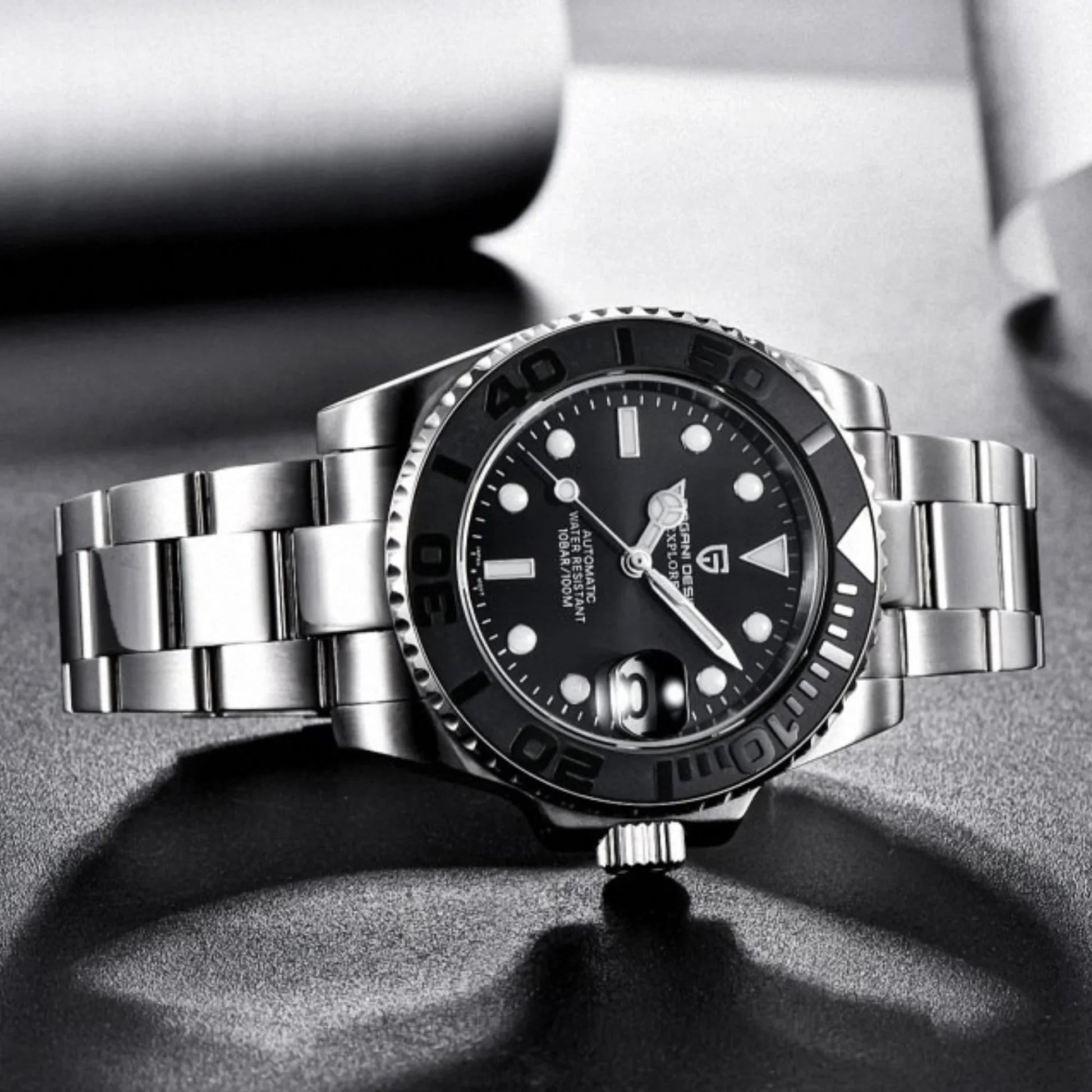 Pagani Design PD-1651 40mm Mens Automatic Waterproof Mechanical Watch Yatch-Master Hommage - Black Bezel - DREAM WATCHES