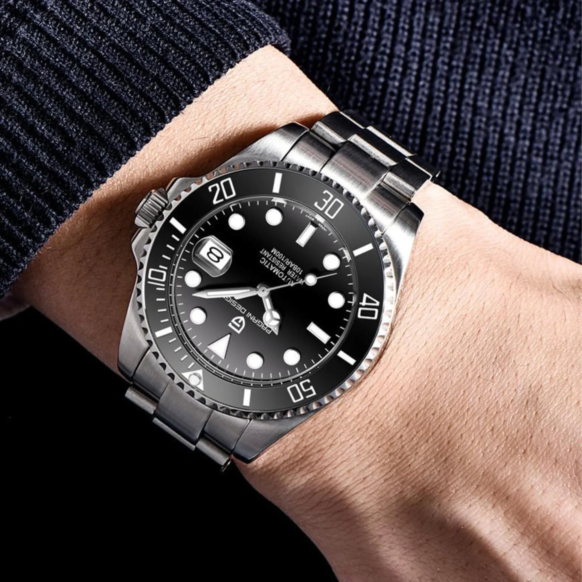 Pagani Design PD-1651 40mm Mens Automatic Waterproof Mechanical Watch Yatch-Master Hommage - Black Bezel - DREAM WATCHES