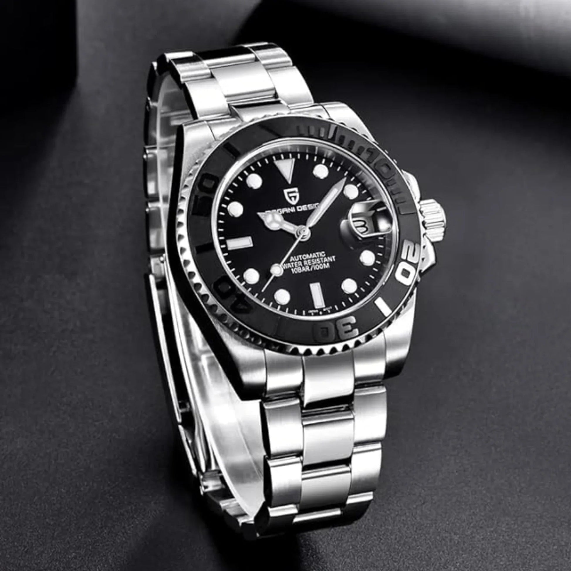Pagani Design PD-1651 40mm Mens Automatic Waterproof Mechanical Watch Yatch-Master Hommage - Black Bezel - DREAM WATCHES