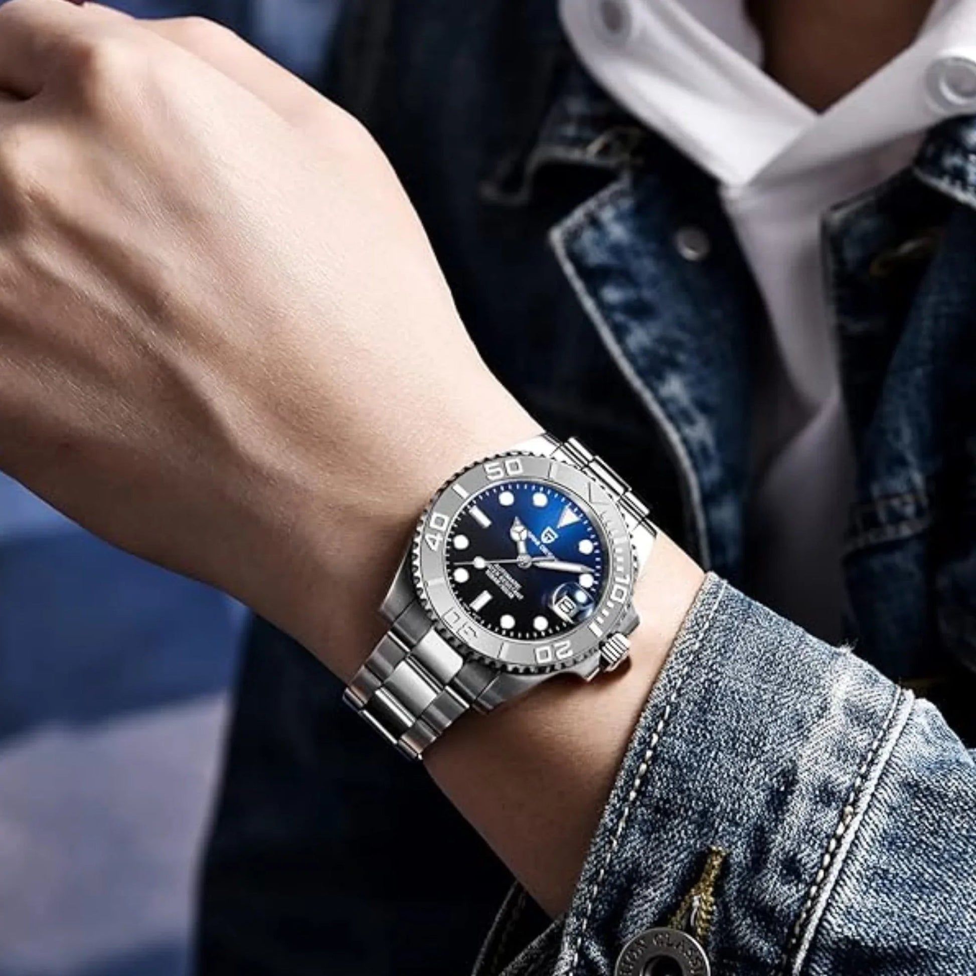 Pagani Design PD-1651 40mm Mens Automatic Waterproof Mechanical Watch Yatch-Master Hommage - Black Blue - DREAM WATCHES