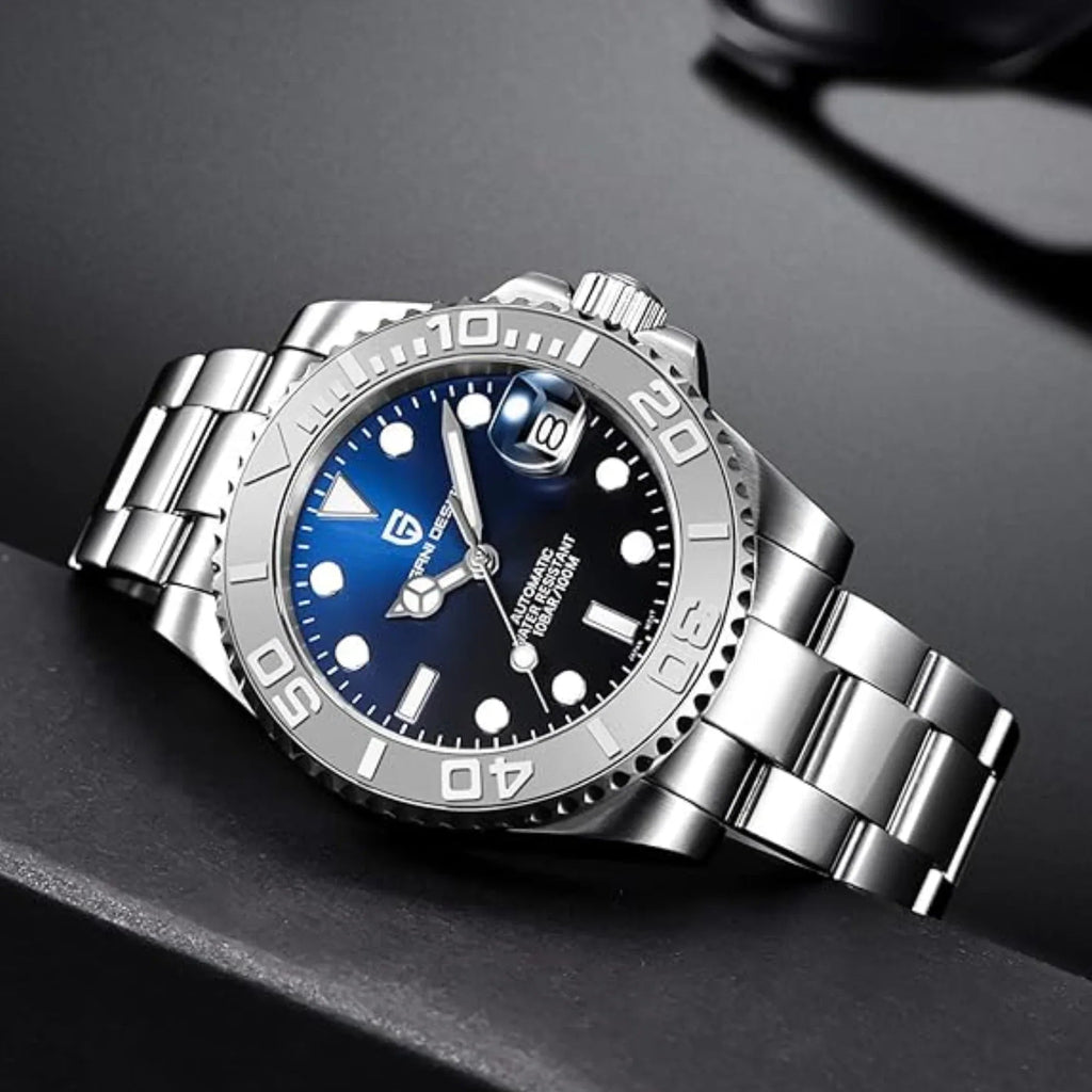 Pagani Design PD-1651 40mm Mens Automatic Waterproof Mechanical Watch Yatch-Master Hommage - Black Blue - DREAM WATCHES