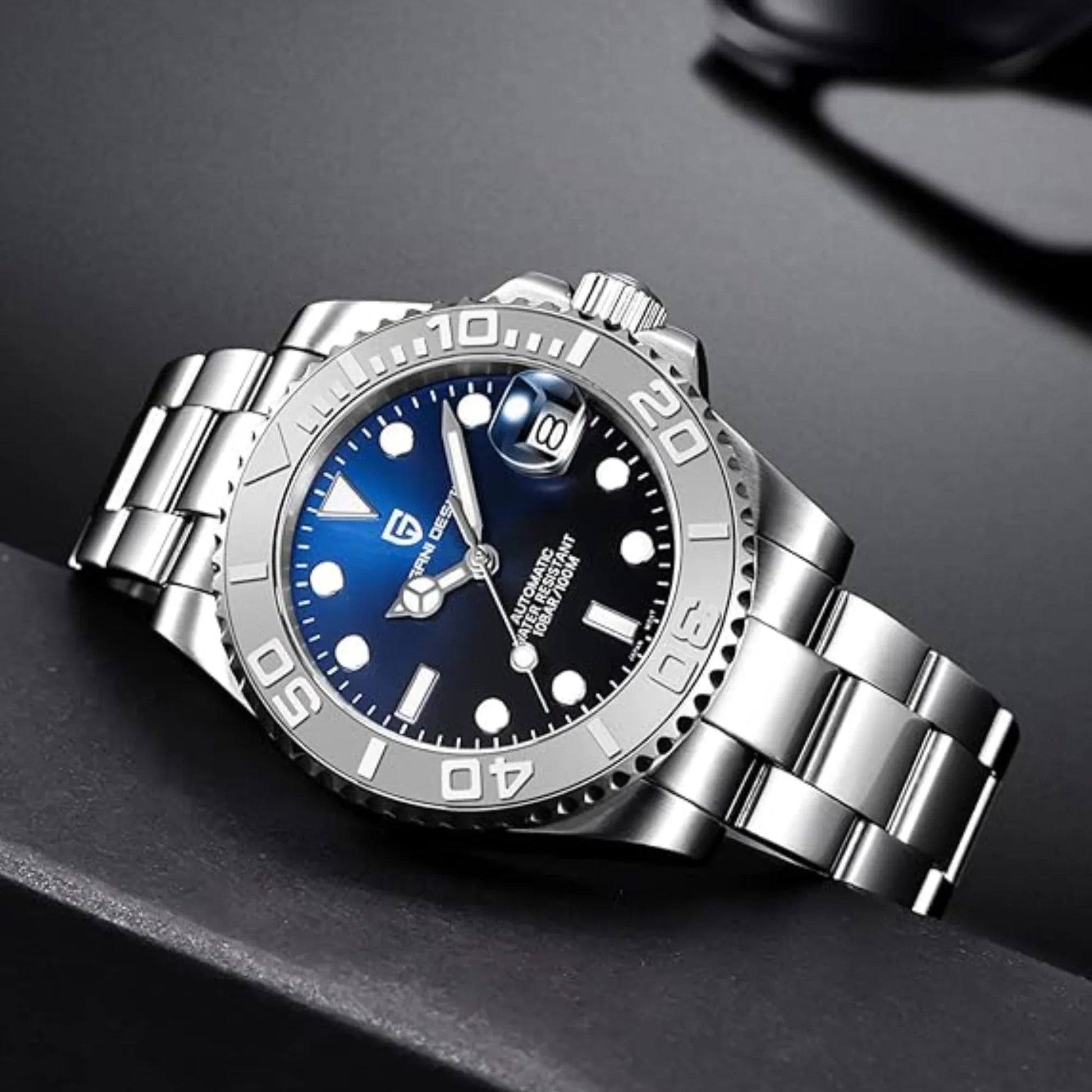 Pagani Design PD-1651 40mm Mens Automatic Waterproof Mechanical Watch Yatch-Master Hommage - Black Blue - DREAM WATCHES