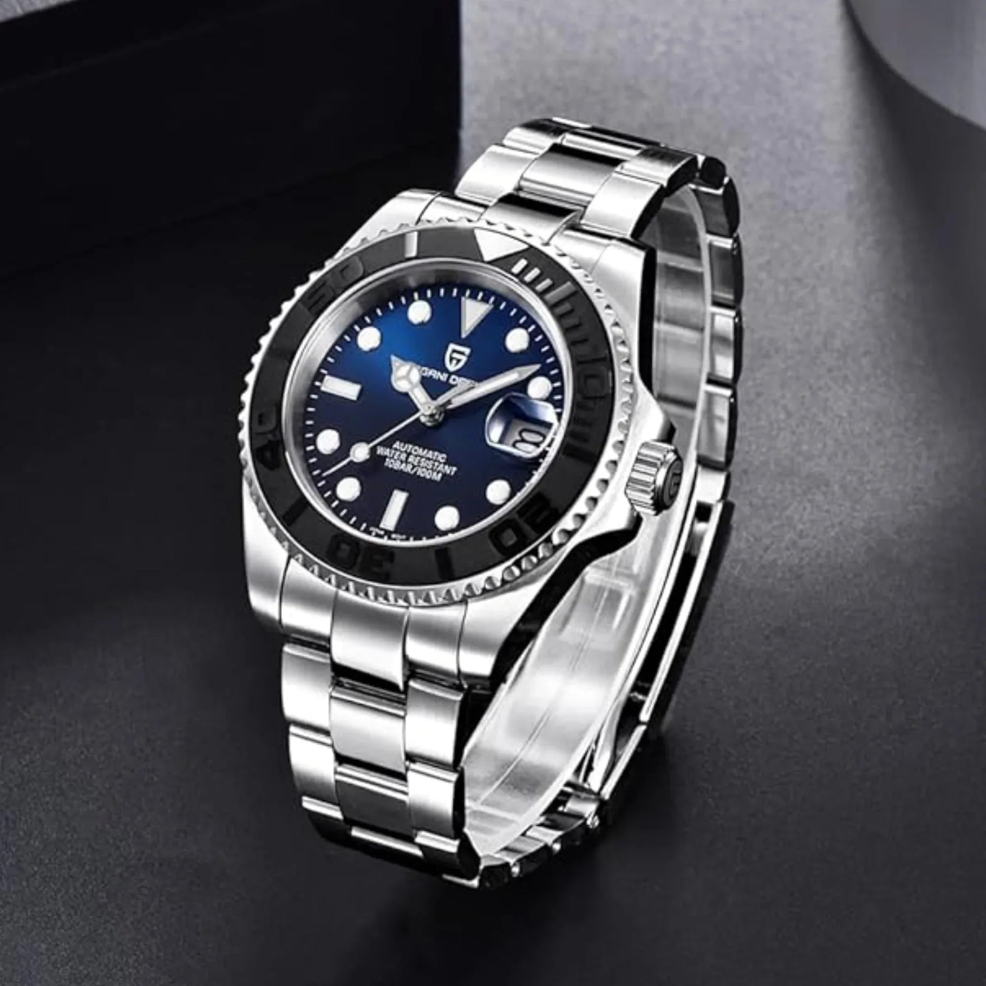 Pagani Design PD-1651 40mm Mens Automatic Waterproof Mechanical Watch Yatch-Master Hommage - Black Blue - DREAM WATCHES