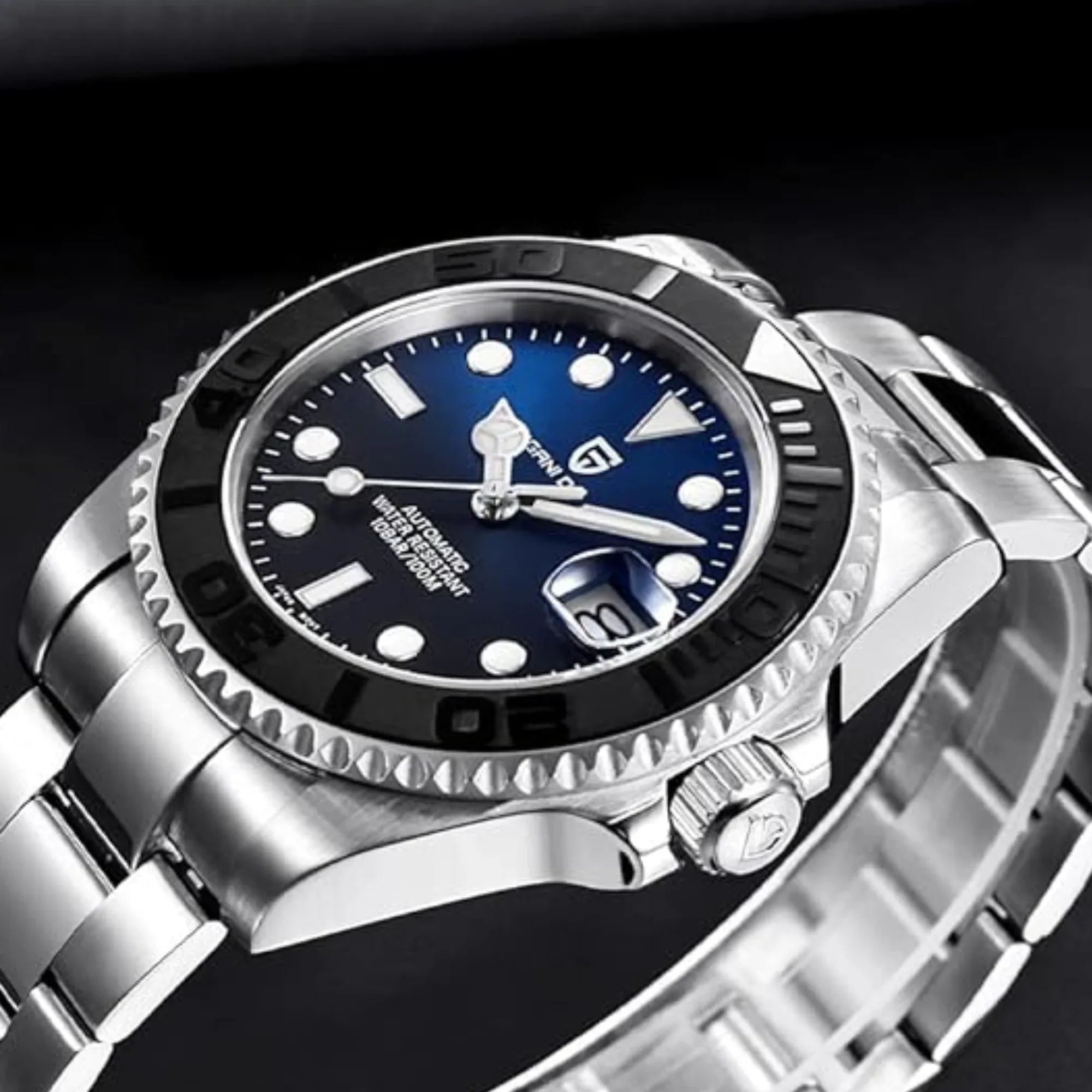 Pagani Design PD-1651 40mm Mens Automatic Waterproof Mechanical Watch Yatch-Master Hommage - Black Blue - DREAM WATCHES