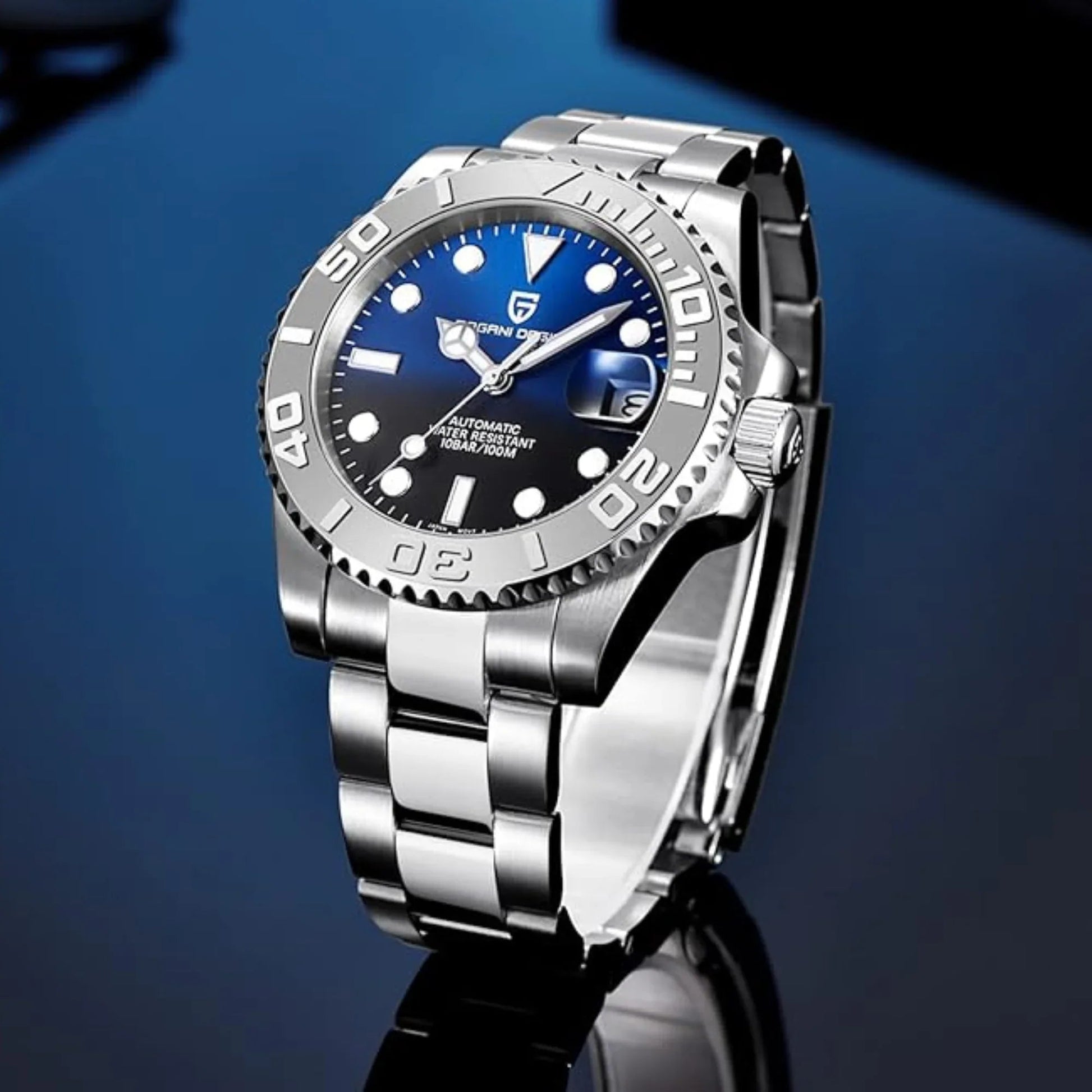 Pagani Design PD-1651 40mm Mens Automatic Waterproof Mechanical Watch Yatch-Master Hommage - Black Blue - DREAM WATCHES