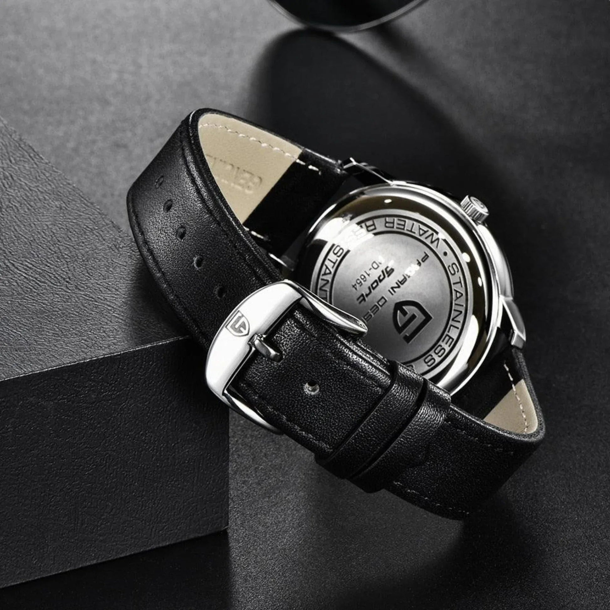 PAGANI DESIGN PD-1654 Japan Quartz Men Business Pilot Watch Leather Band - Black - DREAM WATCHES