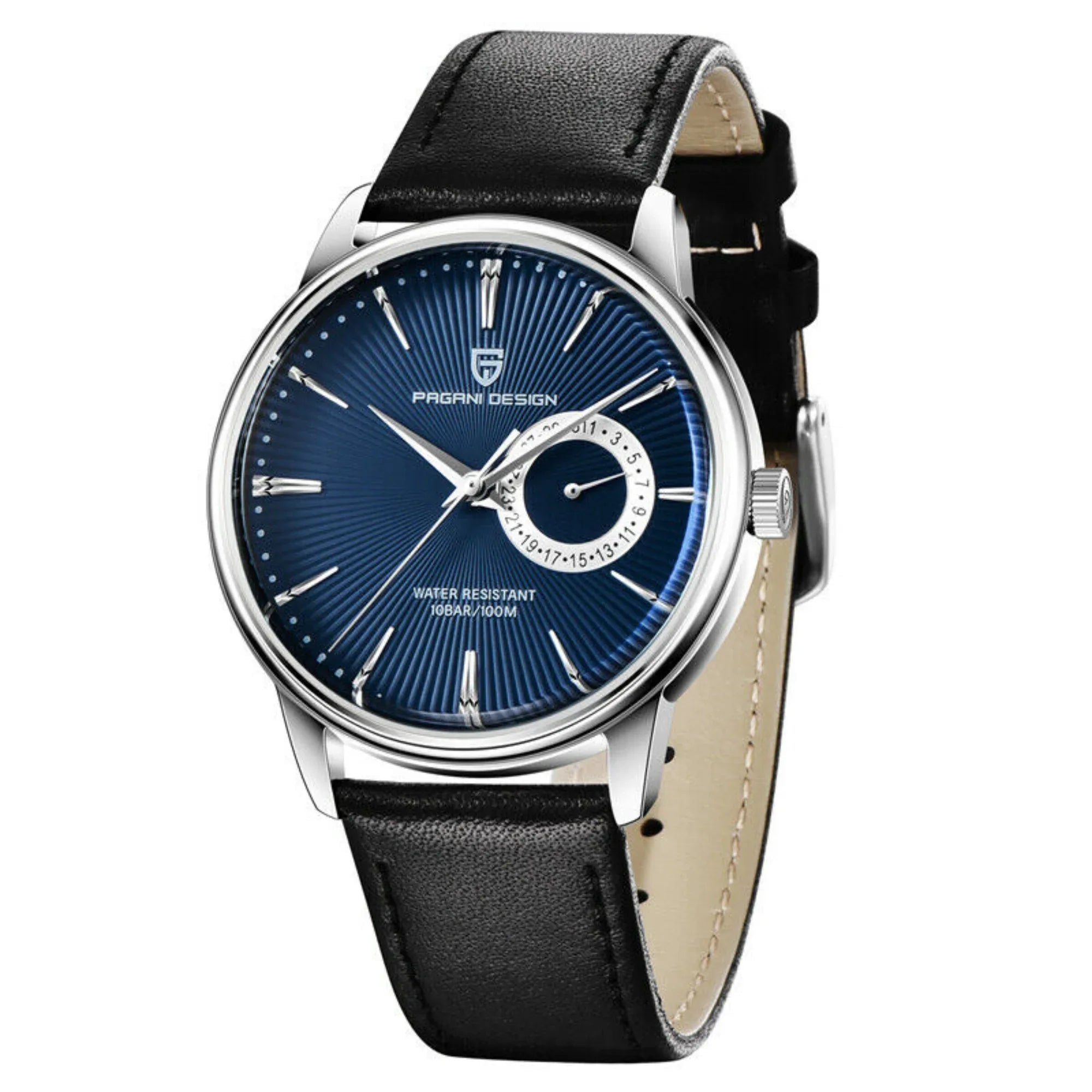 PAGANI DESIGN PD-1654 Japan Quartz Men Business Pilot Watch Leather Band - Blue - DREAM WATCHES